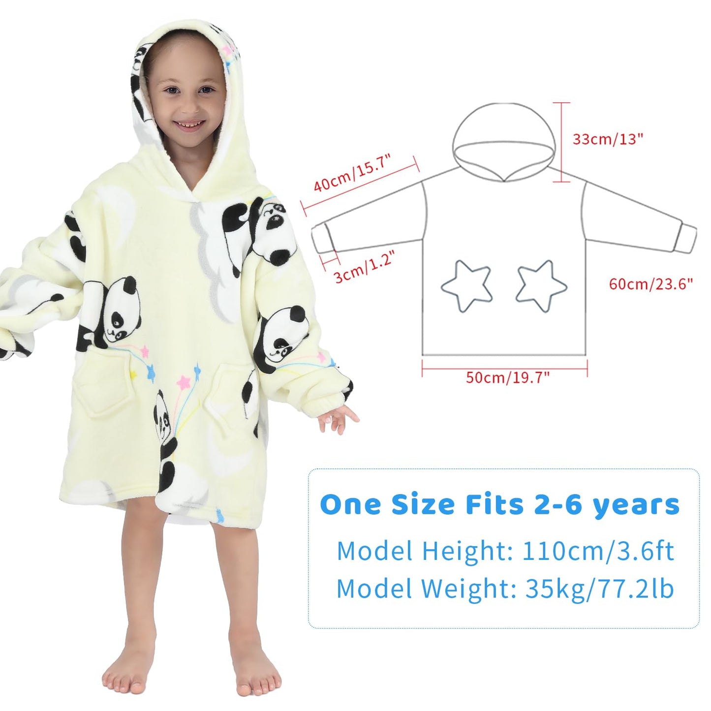 Wenlia Oversized Blanket Hoodie for Adult and Kids, Stylish Sherpa Hoodie Blanket Super Warm Sweatshirt One Size Fits All