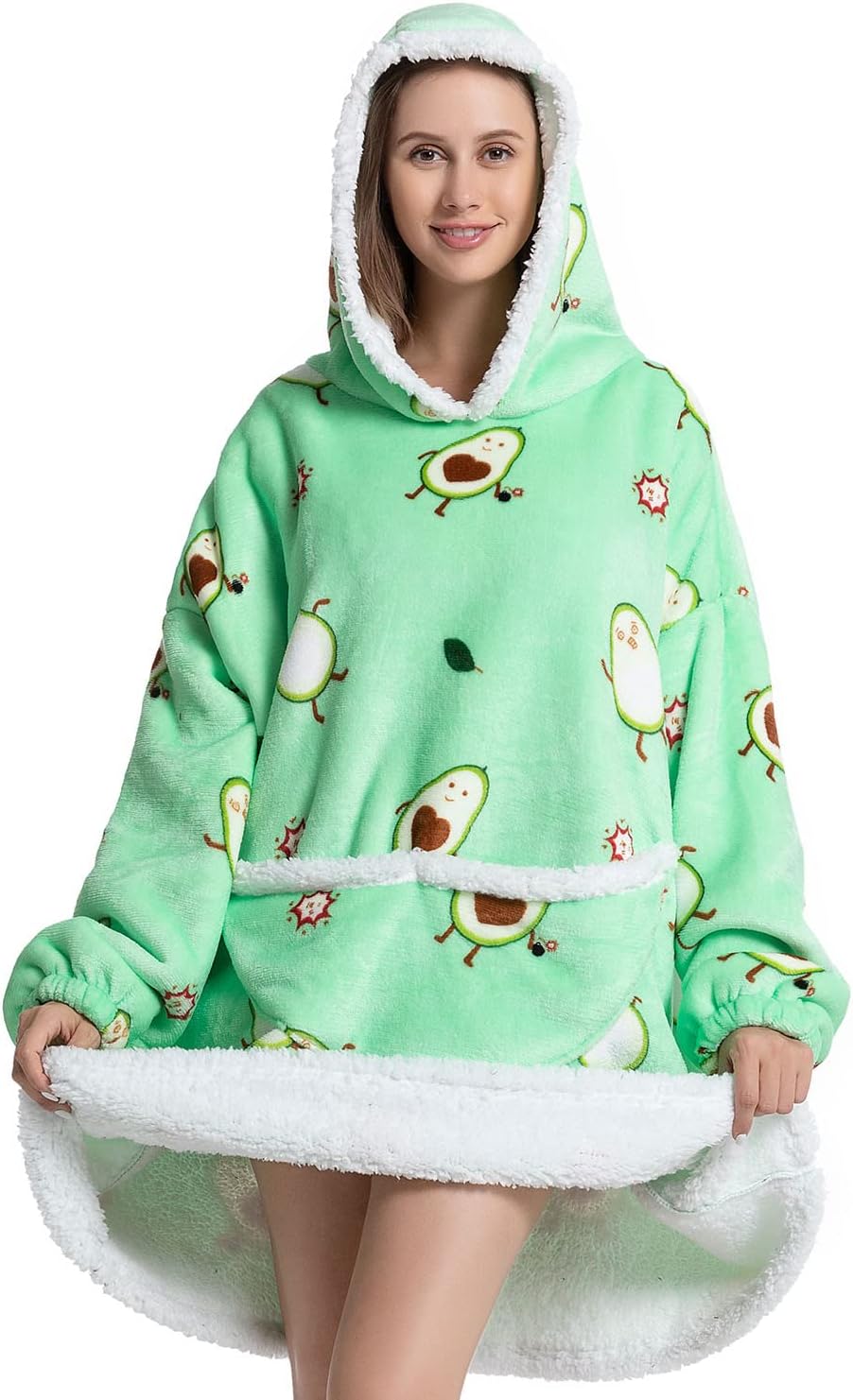 Wenlia Oversized Blanket Hoodie for Adult and Kids, Stylish Sherpa Hoodie Blanket Super Warm Sweatshirt One Size Fits All