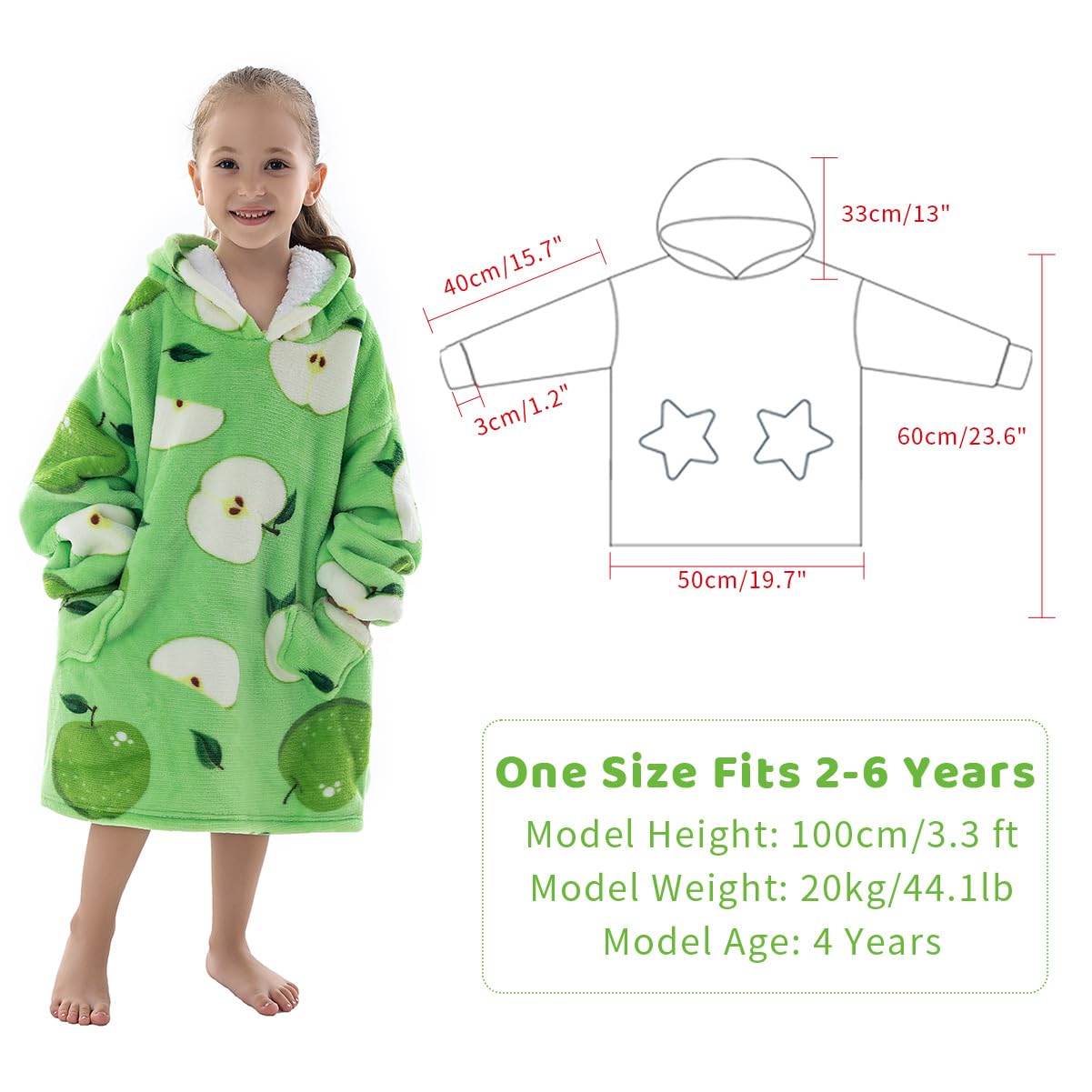 Wenlia Oversized Blanket Hoodie for Adult and Kids, Stylish Sherpa Hoodie Blanket Super Warm Sweatshirt One Size Fits All