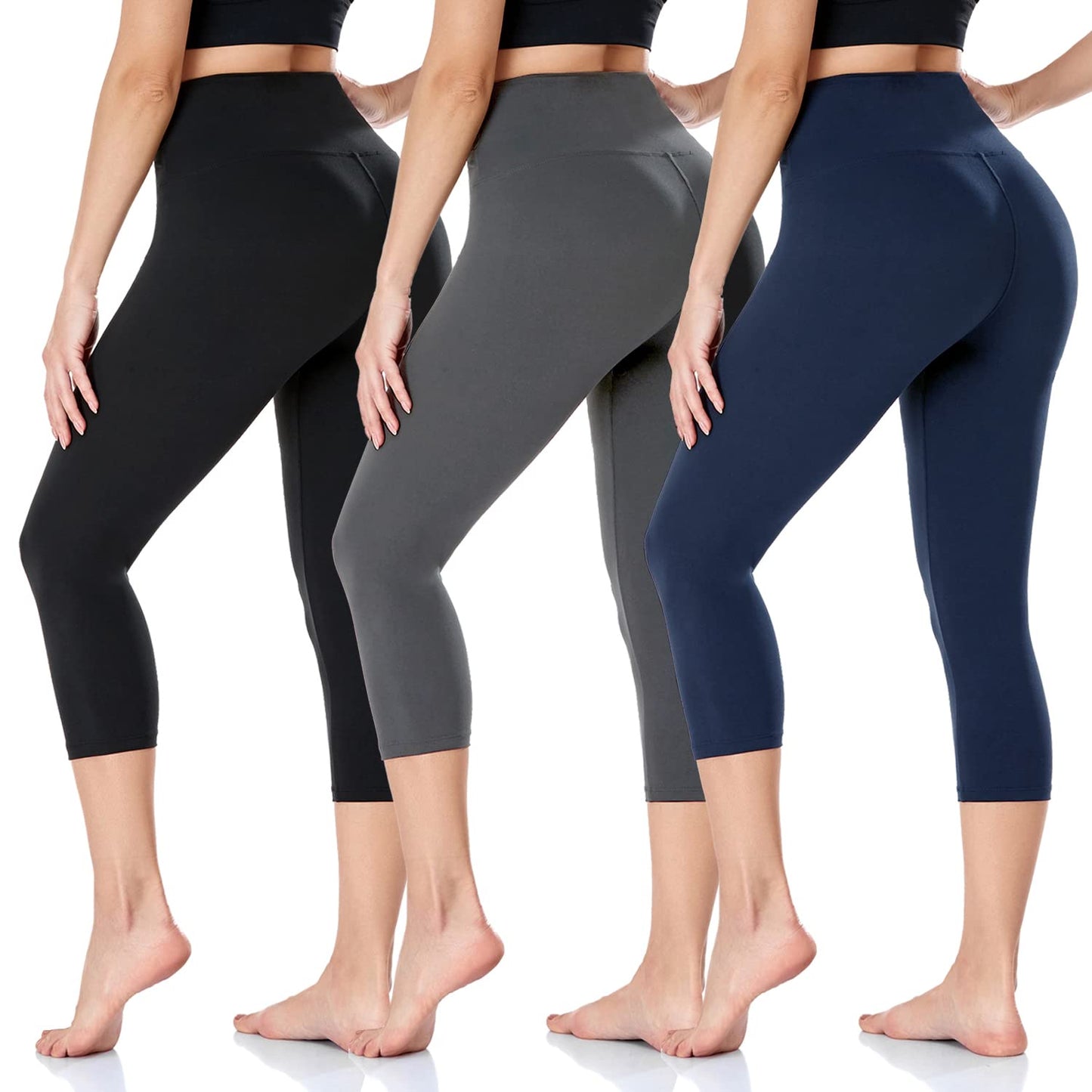 DHSO 3 Pack Leggings for Women, High Waist Tummy Control Yoga Pants Non See-Through Workout Running Tights
