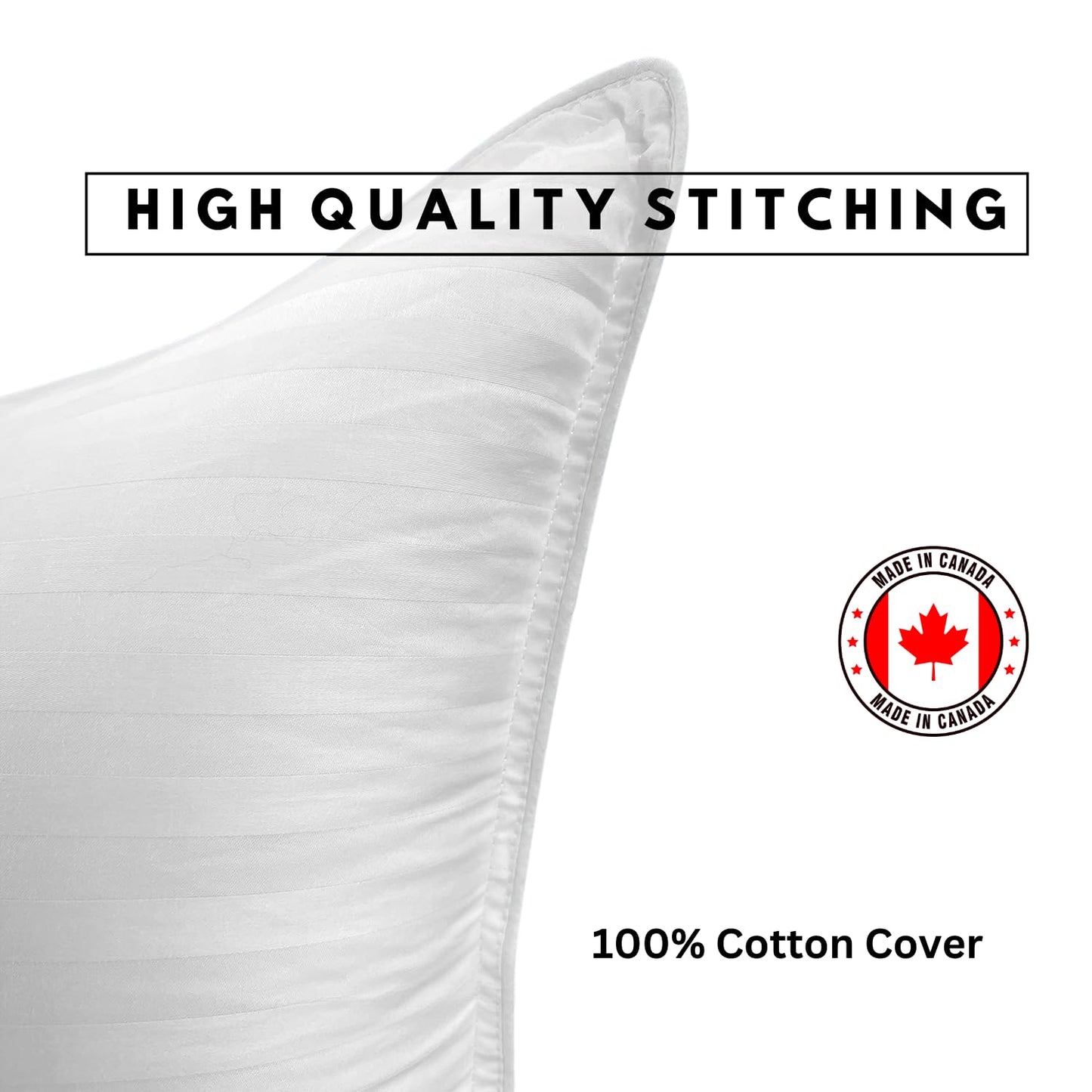 Pillows Queen Size 4 Pack - Premium Down Alternative Made in Canada Hotel Pillows - Bed Pillows for Stomach, Back and Side Sleeper - Supportive and Firm Pillows