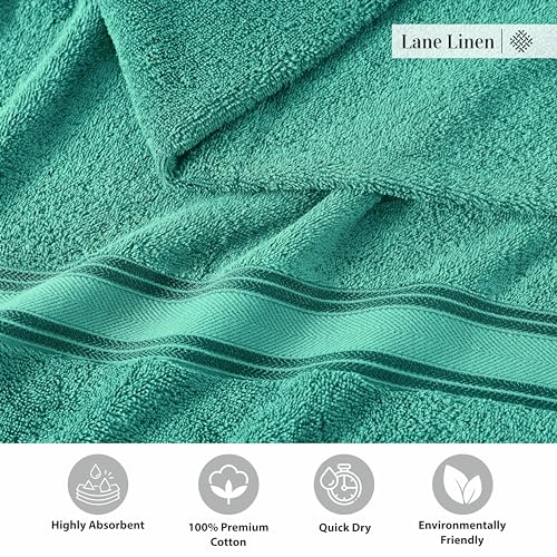 LANE LINEN Luxury Bath Towels Set - 6 Piece 100% CottonBathroom Zero Twist Shower Extra Absorbent Towel Super Soft 2 Hand Wash Cloths White