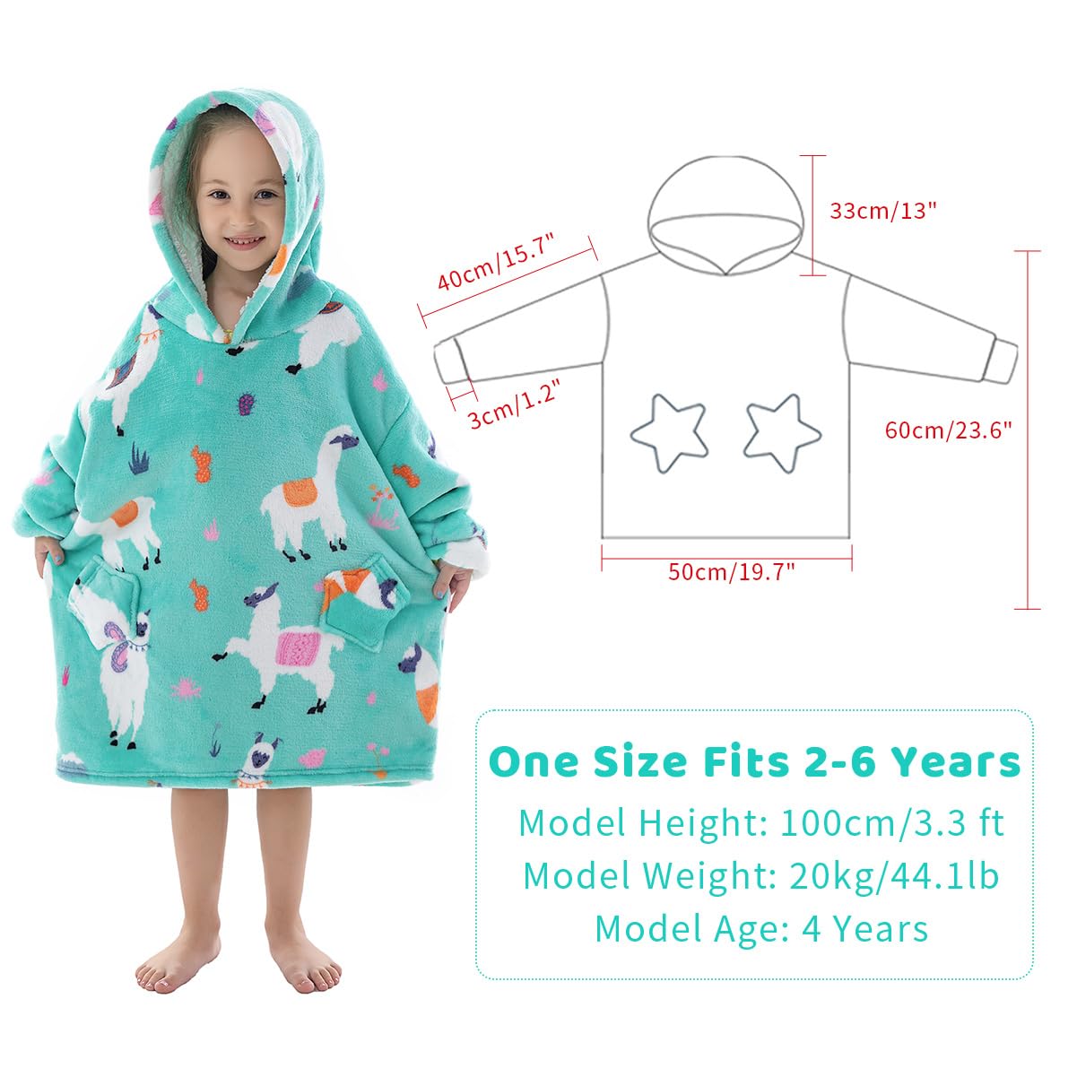 Wenlia Oversized Blanket Hoodie for Adult and Kids, Stylish Sherpa Hoodie Blanket Super Warm Sweatshirt One Size Fits All