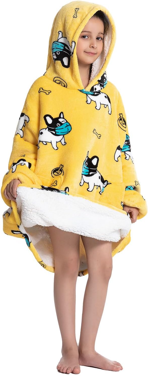 Wenlia Oversized Blanket Hoodie for Adult and Kids, Stylish Sherpa Hoodie Blanket Super Warm Sweatshirt One Size Fits All