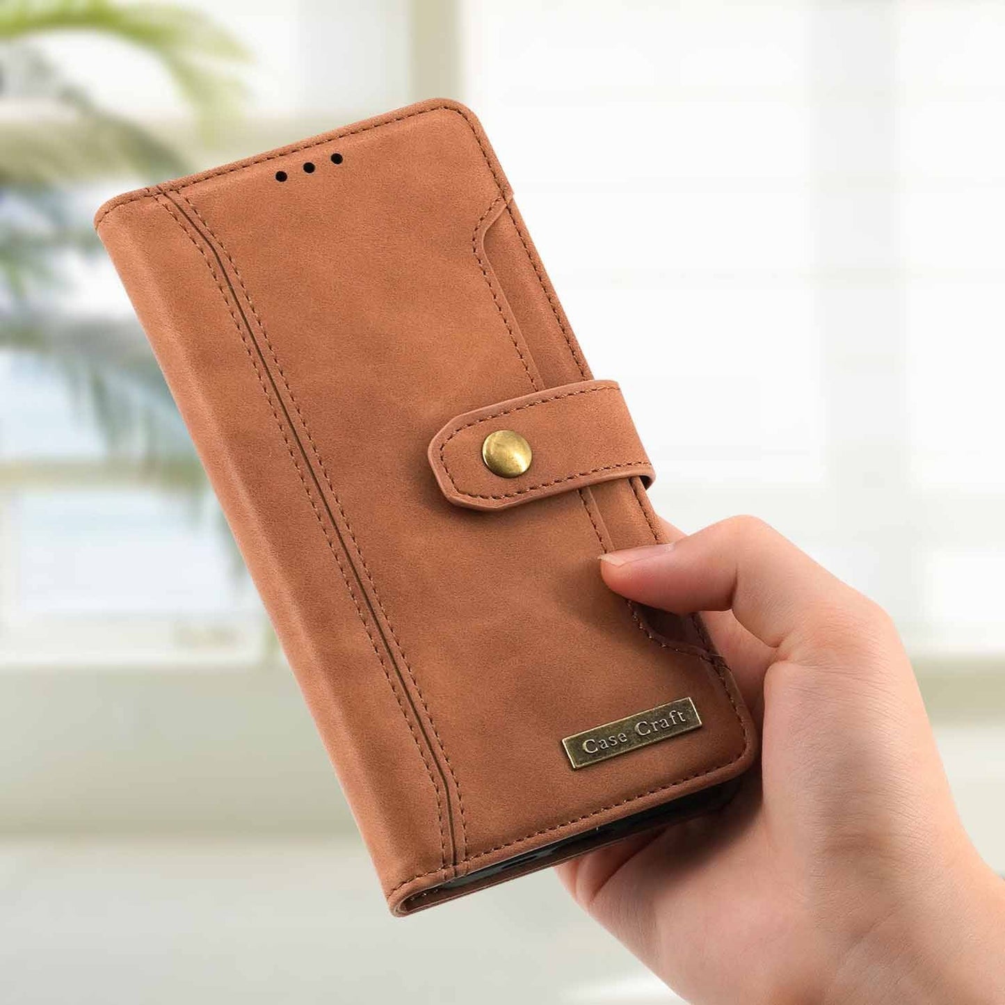 Magnetic Snap Protection Flap Wallet Leather Case