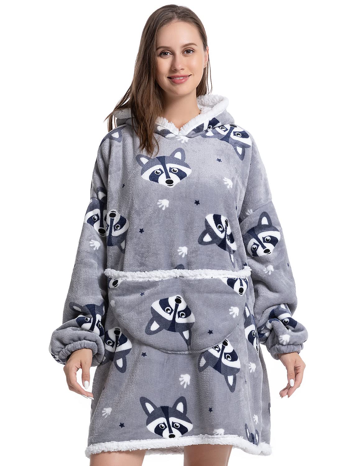 Wenlia Oversized Blanket Hoodie for Adult and Kids, Stylish Sherpa Hoodie Blanket Super Warm Sweatshirt One Size Fits All