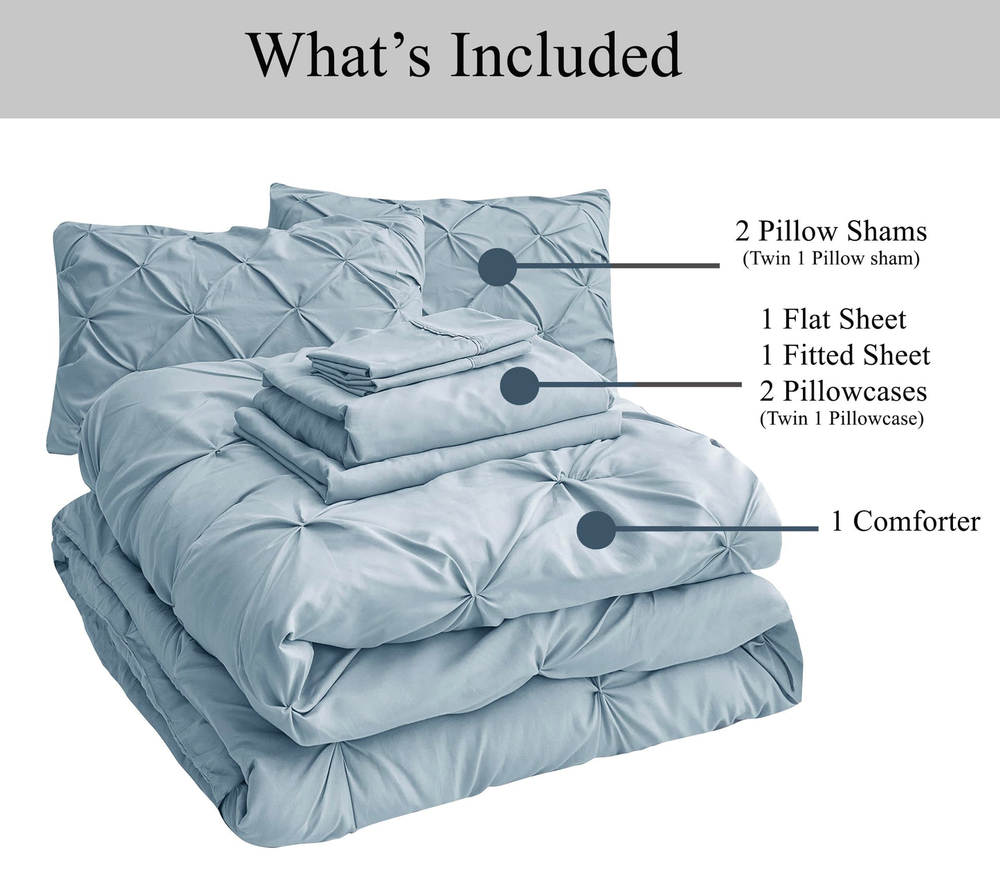 Queen Comforter Set White - 7 Pieces Bed in a Bag - Bedding Set with Comforters, Sheets, Pillowcases & Shams, Queen Size Bedding Set