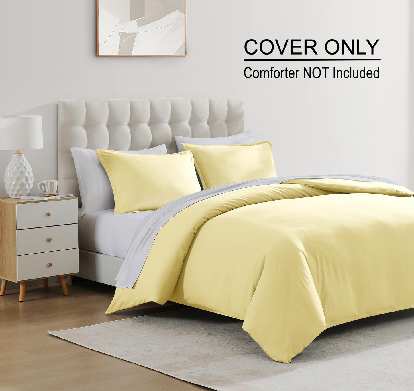 White Queen Duvet Cover Set - 1 Duvet Cover with 2 Pillow Shams - 3 Pieces Comforter Cover with Zipper Closure - Ultra Soft Brushed Microfiber, 90 X 90 Inches (Queen, White)