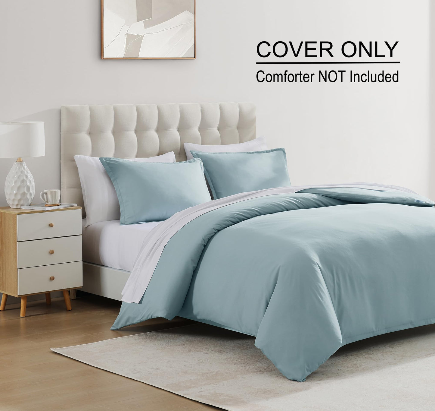 White Queen Duvet Cover Set - 1 Duvet Cover with 2 Pillow Shams - 3 Pieces Comforter Cover with Zipper Closure - Ultra Soft Brushed Microfiber, 90 X 90 Inches (Queen, White)