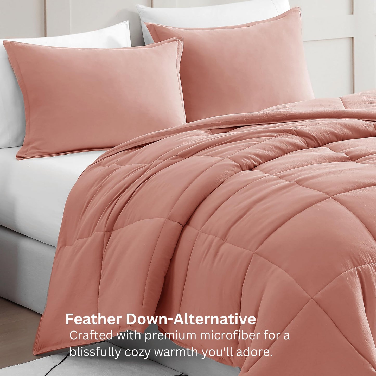 Comforter Set Queen Size - Goose Down Alternative – Washed Ultra-Soft - Premium All Season Warmth Bedding Set (Queen, French Blue)