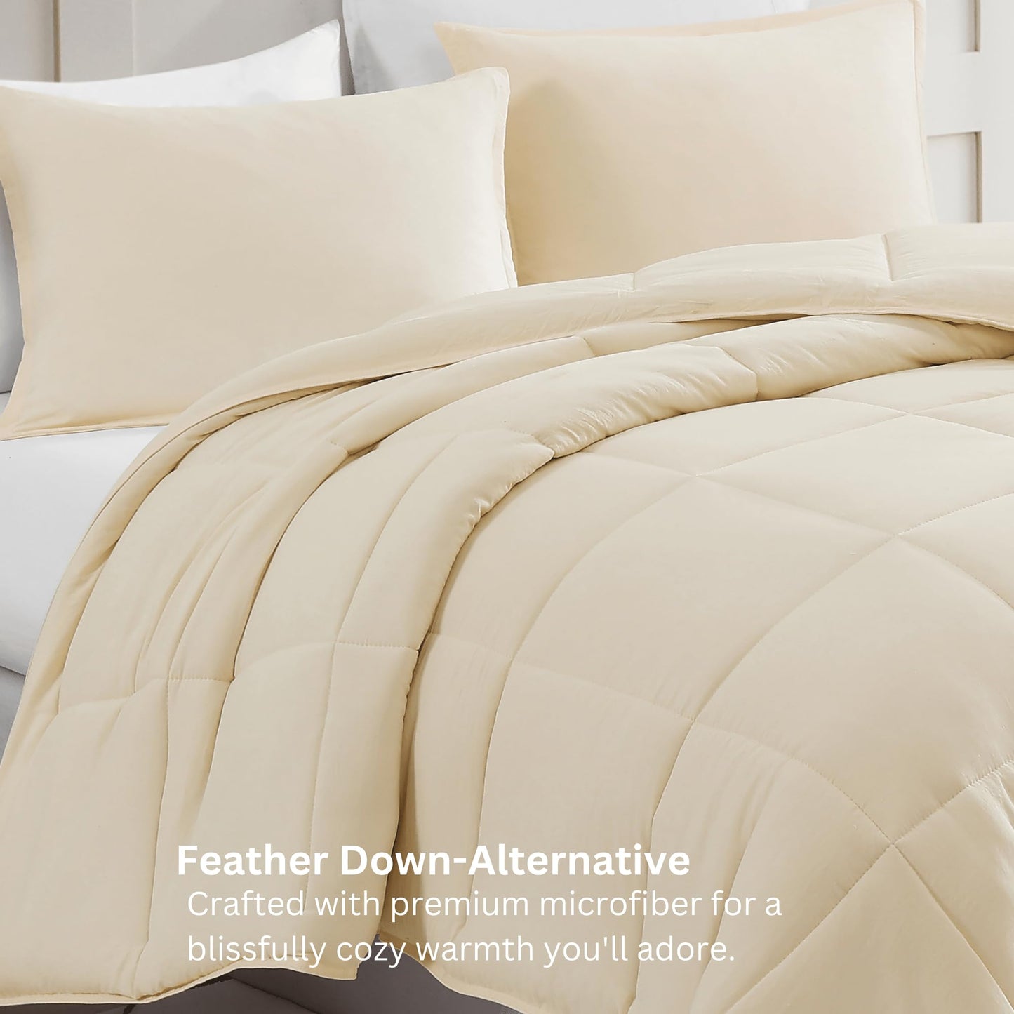 Comforter Set Queen Size - Goose Down Alternative – Washed Ultra-Soft - Premium All Season Warmth Bedding Set (Queen, French Blue)