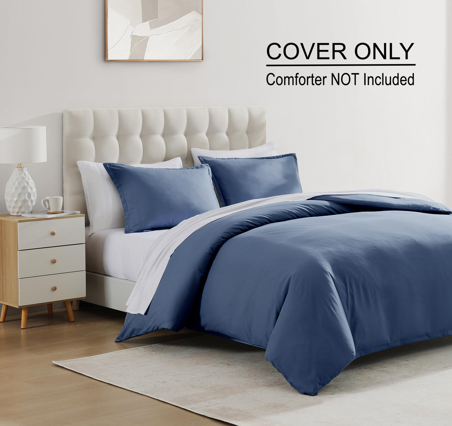 White Queen Duvet Cover Set - 1 Duvet Cover with 2 Pillow Shams - 3 Pieces Comforter Cover with Zipper Closure - Ultra Soft Brushed Microfiber, 90 X 90 Inches (Queen, White)