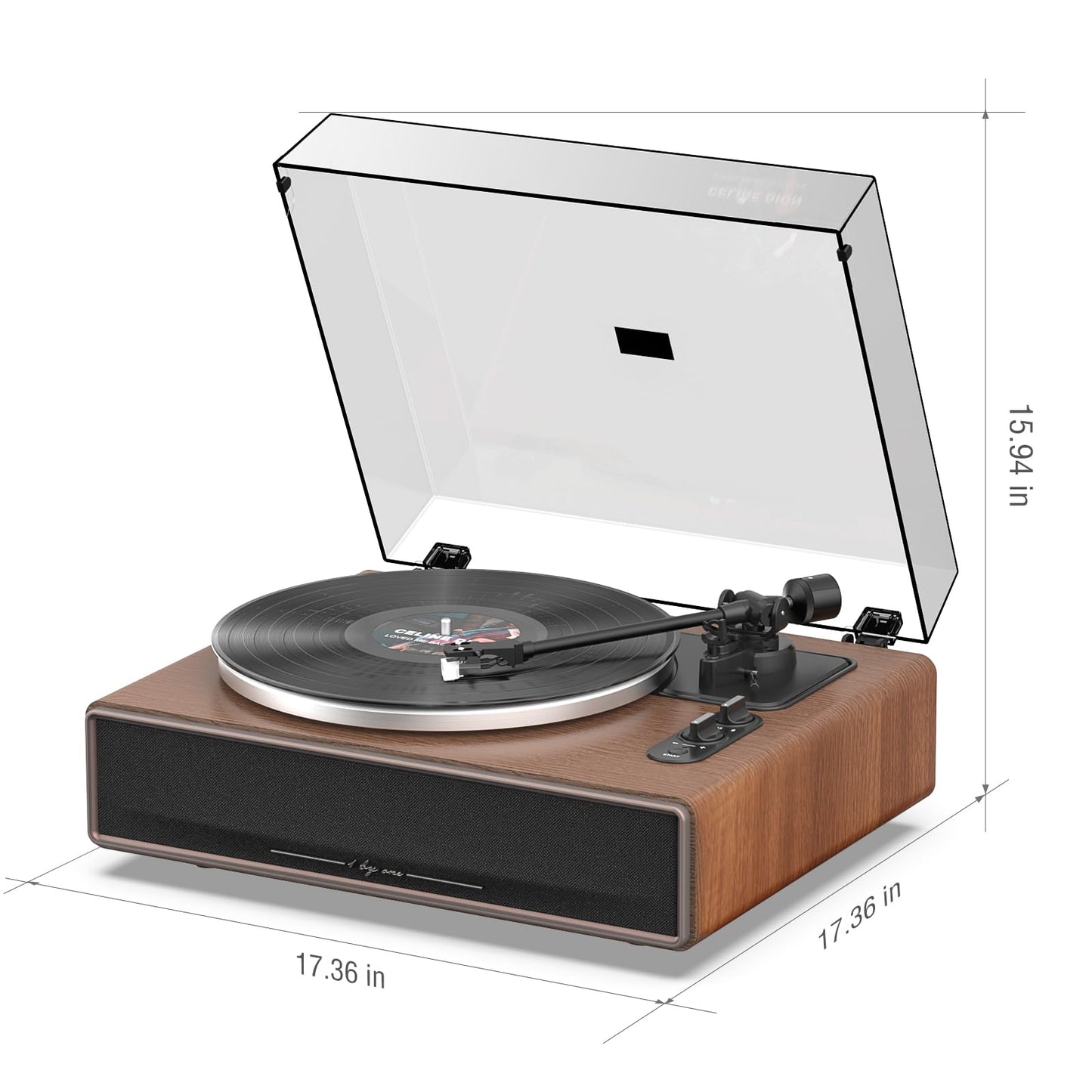 1 BY ONE High Fidelity Belt Drive Record Player with Built-in Speakers,Bluetooth Turntable with Magnetic Cartridge,Preamp and Adjustable Counterweight