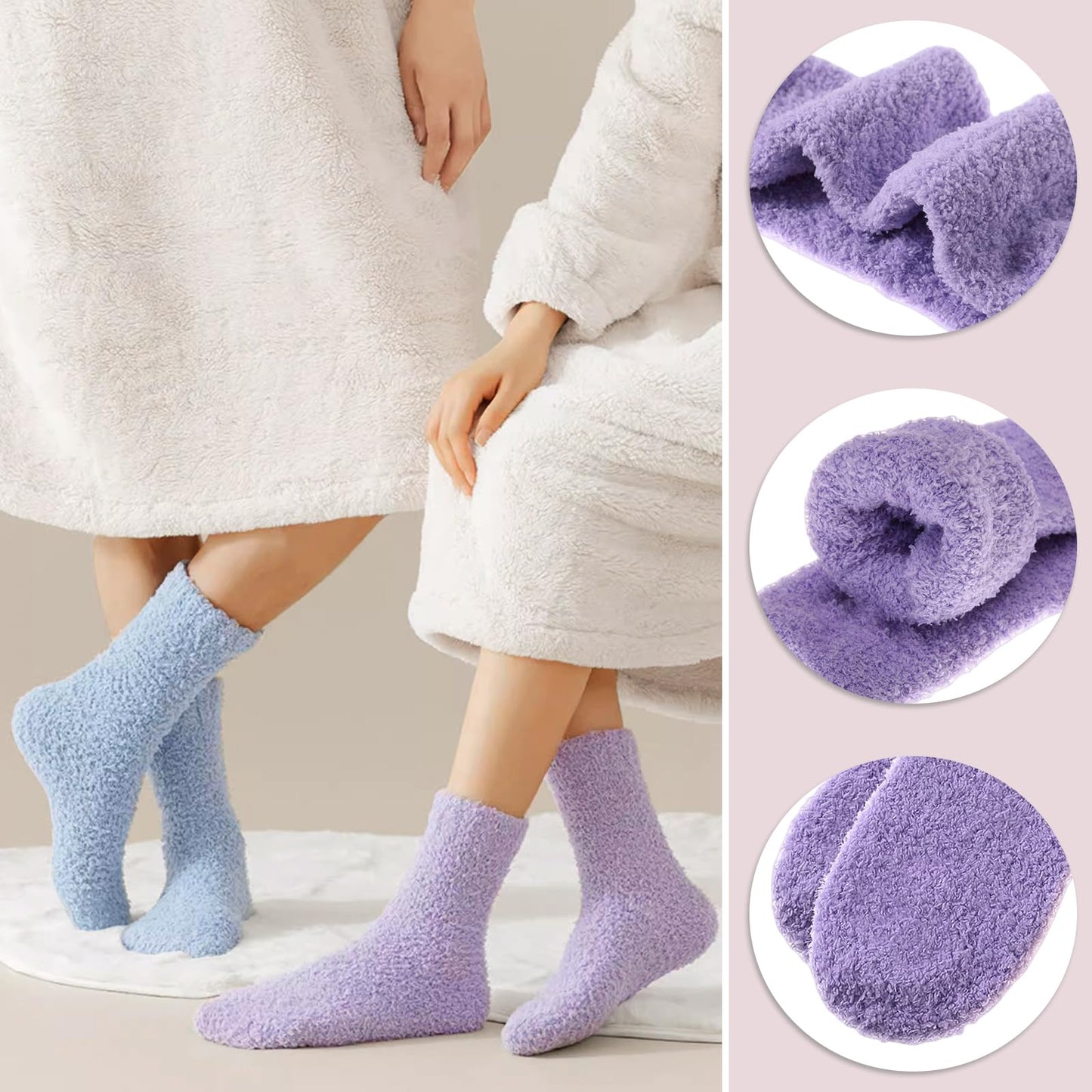 VoJoPi Fuzzy Socks for Women, Size 5-10, 5 Pairs Warm Fluffy Winter Bed Socks Cozy Sleeping Socks, Gifts Christmas Socks