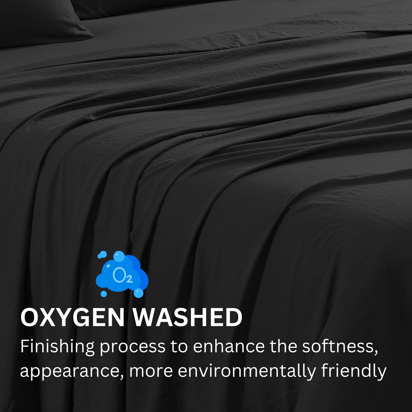 Queen Sheet Set Oxygen Washed - Premium Ultra-Soft Microfiber Queen Bed Sheets - Incredible Softness - Deep Pocket - Bedding Sheets & Pillowcases (Queen, Charcoal)