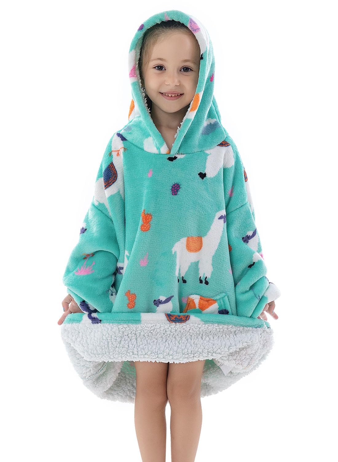 Wenlia Oversized Blanket Hoodie for Adult and Kids, Stylish Sherpa Hoodie Blanket Super Warm Sweatshirt One Size Fits All