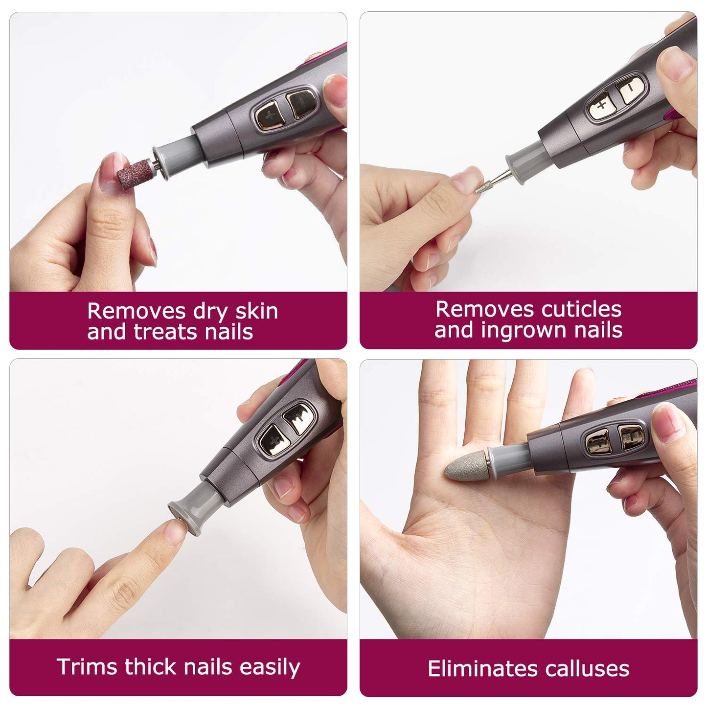 BEAUTURAL Electric Nail Drill, 10 in 1 Manicure and Pedicure Kit for Professional Acrylic Nails & Real Nails, Electric Nail File Set, Hand Foot & Nail Tools Plus 20 Sanding Bands[Upgraded Version]