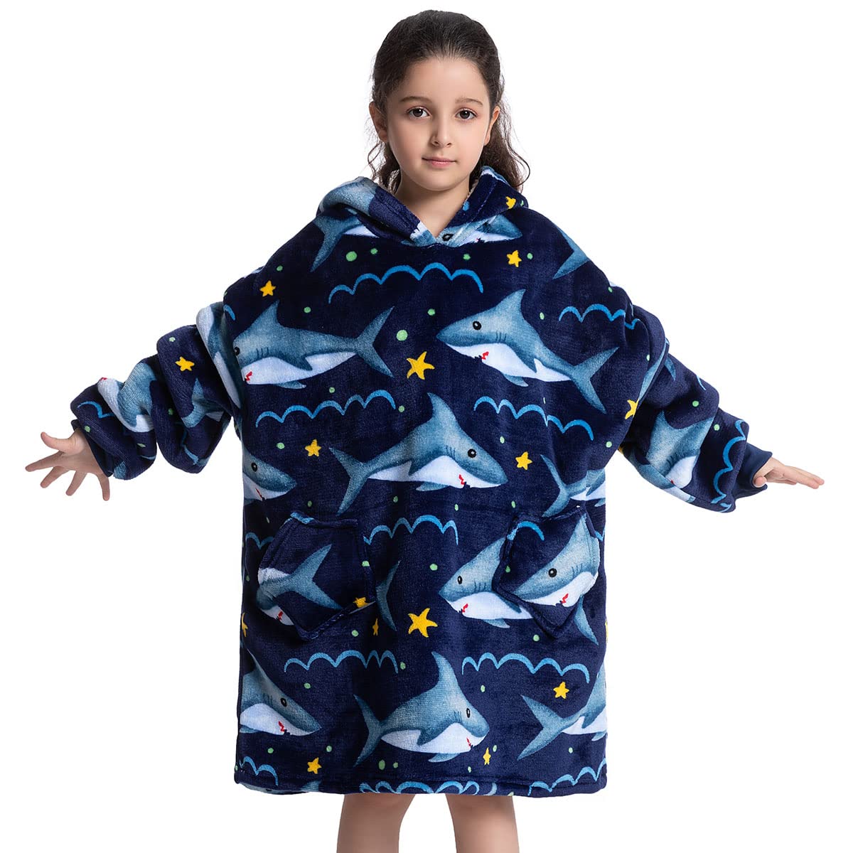 Wenlia Oversized Blanket Hoodie for Adult and Kids, Stylish Sherpa Hoodie Blanket Super Warm Sweatshirt One Size Fits All