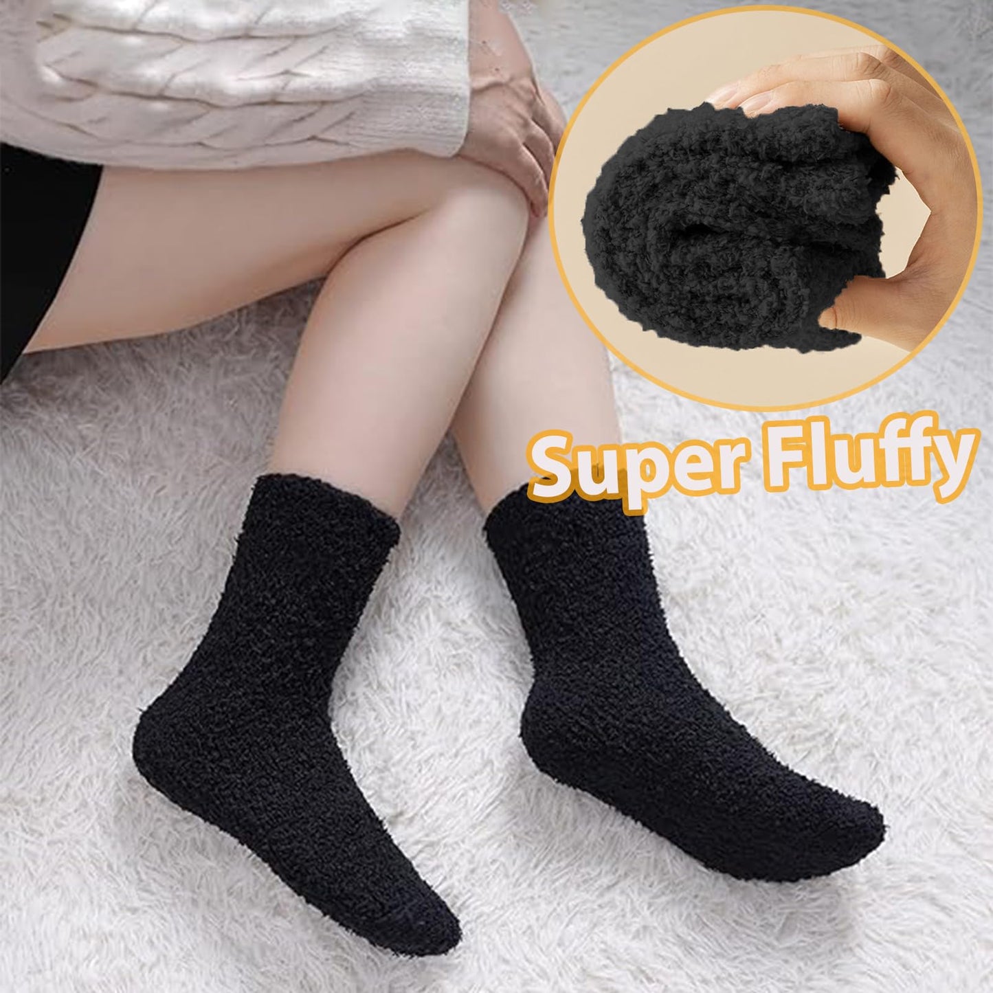 VoJoPi Fuzzy Socks for Women, Size 5-10, 5 Pairs Warm Fluffy Winter Bed Socks Cozy Sleeping Socks, Gifts Christmas Socks