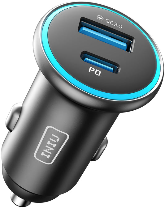 INIU Car Charger USB C, 66W Dual Fast Charging 2 Ports Car Phone Charge, USBC 36W + USBA 30W PD QC 3.0 Car Adapter Compatible with iPhone 16 15 14 13 Pro Max iPad Samsung S21 S20 MacBook AirPods etc