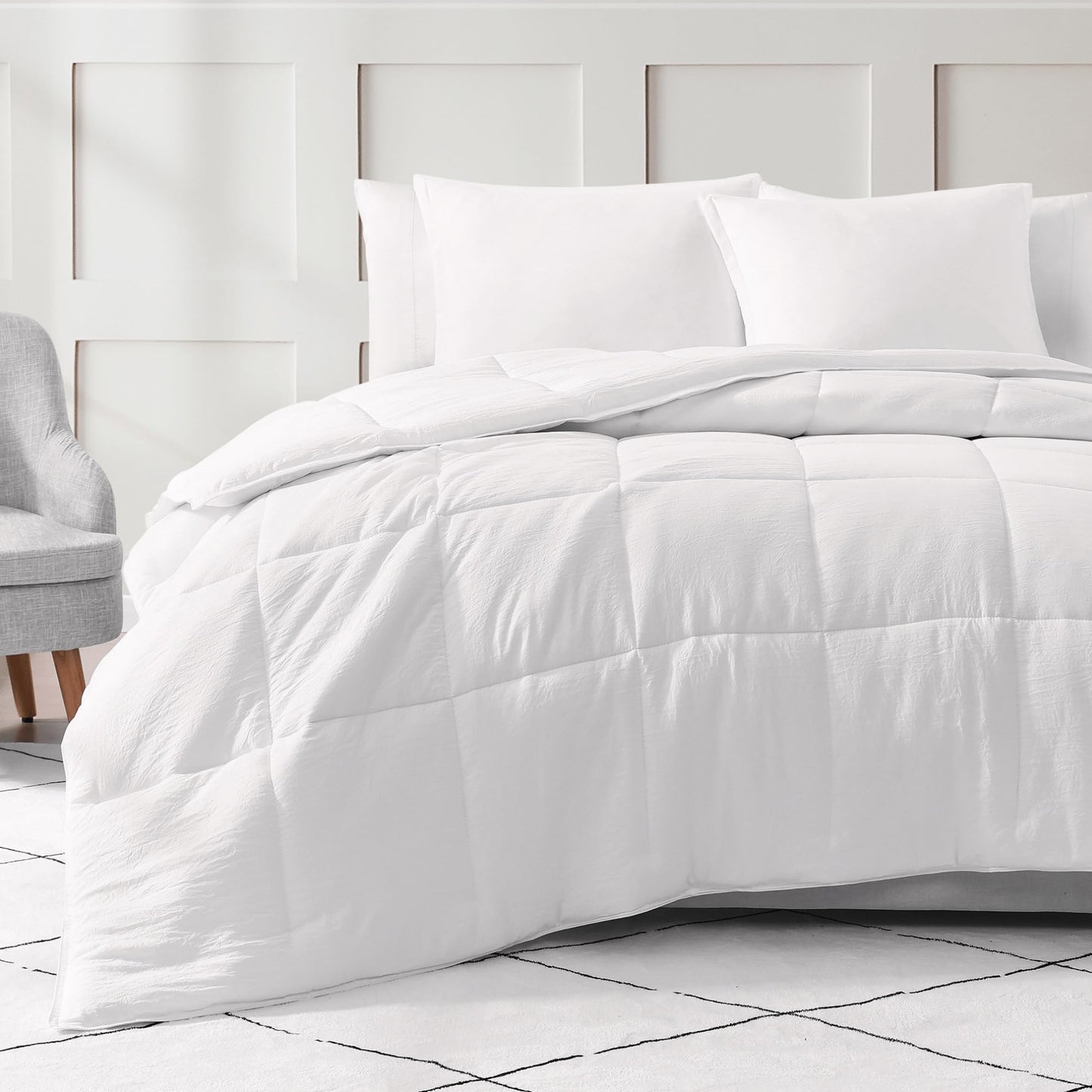 Ultra Soft Organic Cotton Queen Comforter Set - Hypoallergenic Down Alternative, All-Season Warm Bedding (1 Comforter, 2 Pillow Shams) - Charcoal