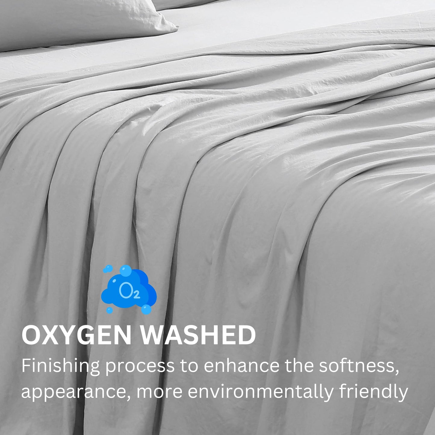 Queen Sheet Set Oxygen Washed - Premium Ultra-Soft Microfiber Queen Bed Sheets - Incredible Softness - Deep Pocket - Bedding Sheets & Pillowcases (Queen, Charcoal)