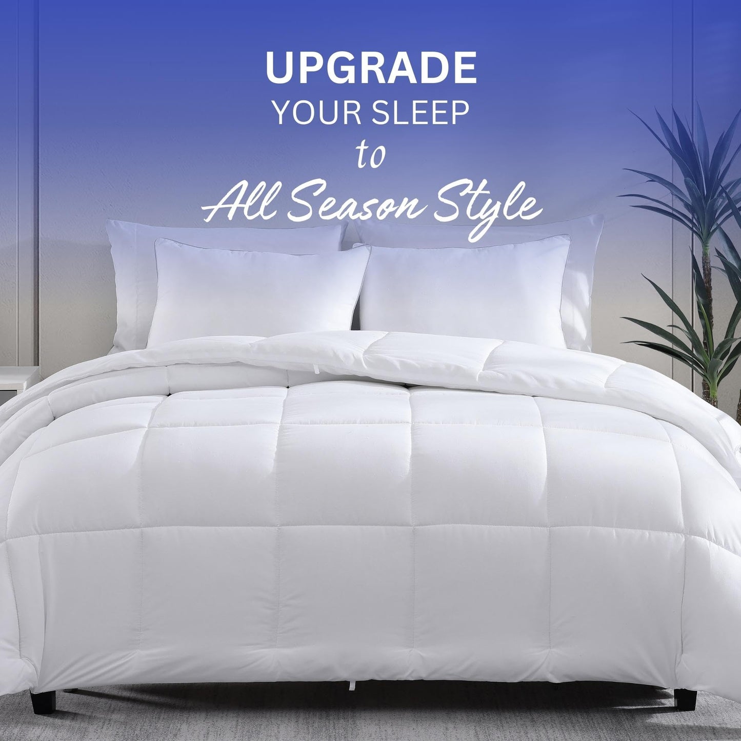 Comforter Queen Size Down Alternative Microfiber Quilted Solid Comforter/Duvet Insert - Ultra Soft Hypoallergenic Bedding - Medium Warmth for All Seasons Queen Comforter - White