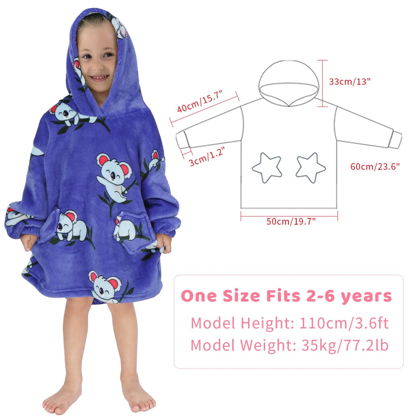 Wenlia Oversized Blanket Hoodie for Adult and Kids, Stylish Sherpa Hoodie Blanket Super Warm Sweatshirt One Size Fits All