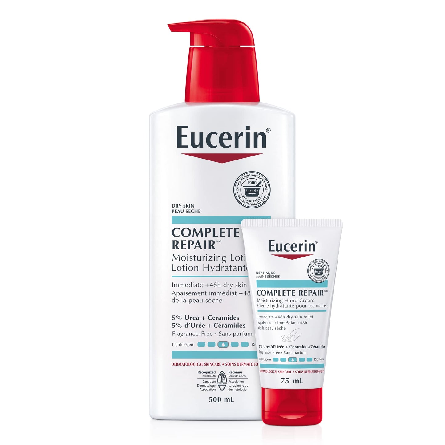 EUCERIN Complete Repair Moisturizing Lotion for Dry to Very Dry Skin, 5% Urea Lotion, Ceramide Lotion, Non Comedogenic and Non Greasy Body Lotion Fragrance Free, Dermatological Skin Care, 500mL
