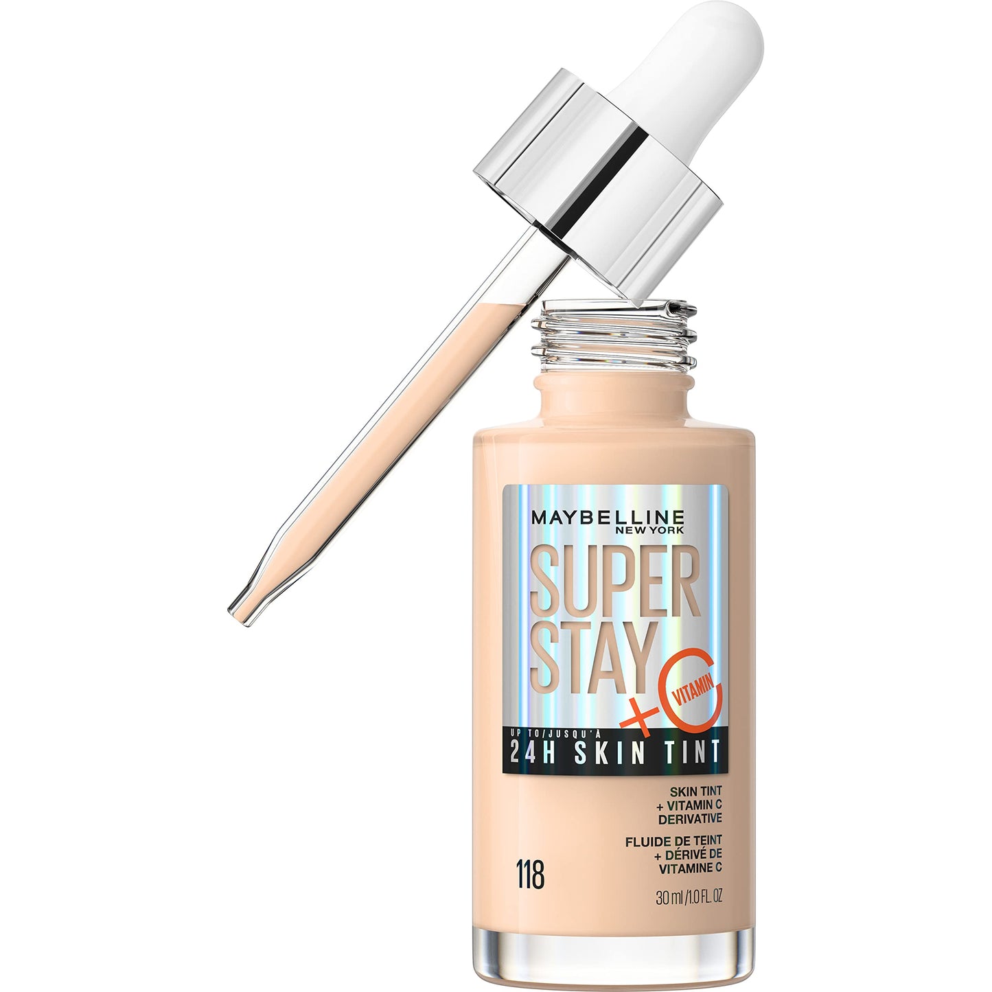 Maybelline New York Super Stay Up To 24H Skin Tint Foundation, skin-like coverage, with Vitamin C*, Shade 118, 30 ml