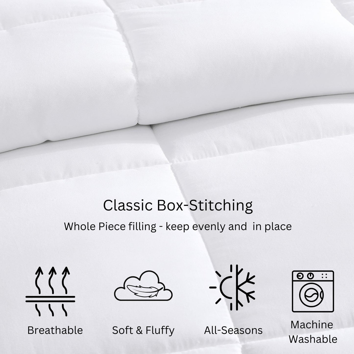 Comforter Queen Size Down Alternative Microfiber Quilted Solid Comforter/Duvet Insert - Ultra Soft Hypoallergenic Bedding - Medium Warmth for All Seasons Queen Comforter - White