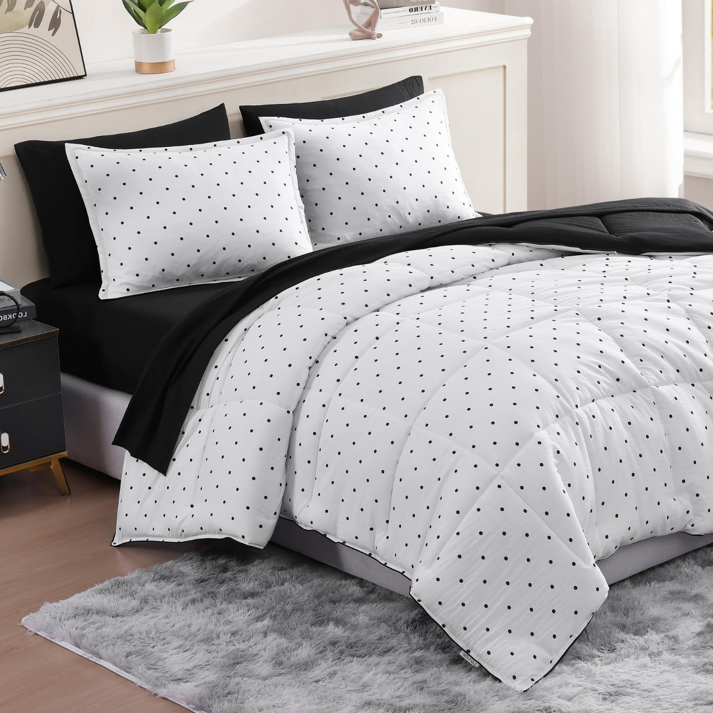 King Size Comforter Set Washed - 7 Pieces King Size Bed in A Bag, Bedding Sets with Comforters, Sheets, Pillowcases & Shams - Mineral