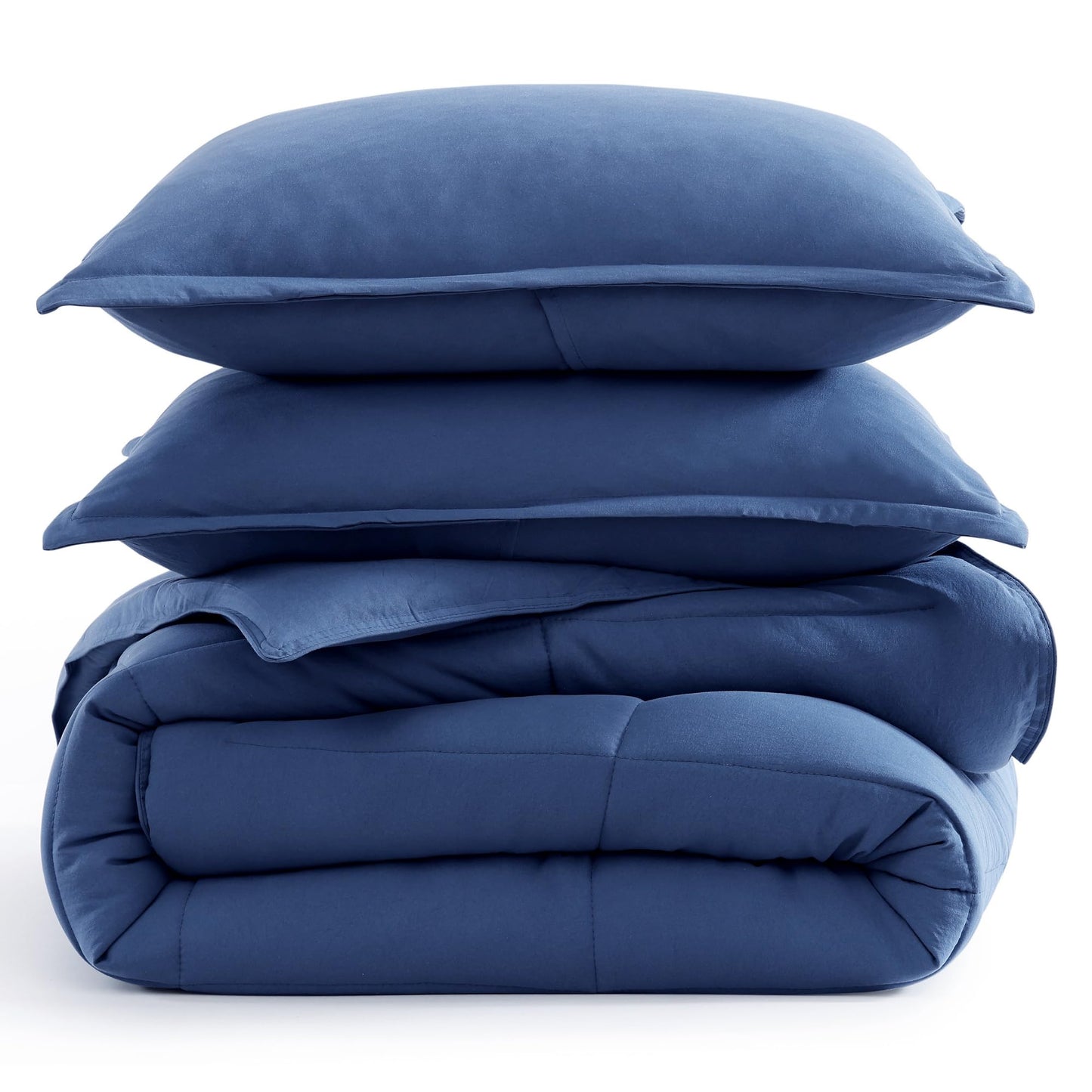 Comforter Set Queen Size - Goose Down Alternative – Washed Ultra-Soft - Premium All Season Warmth Bedding Set (Queen, French Blue)