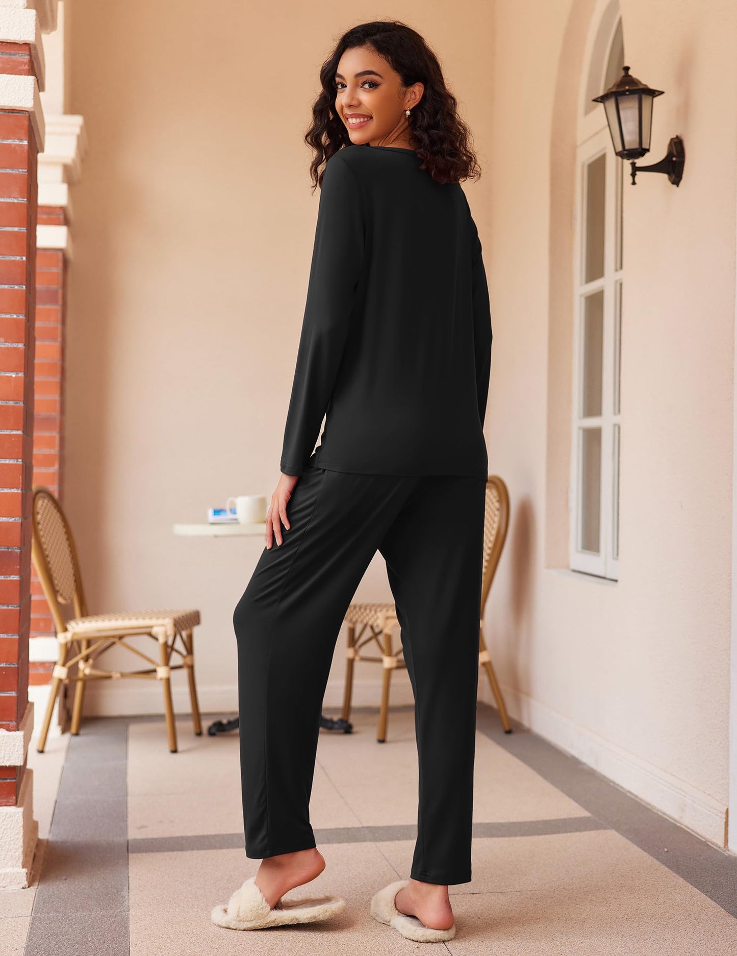Ekouaer 2 Pack Women's Pajama Set Soft Long Sleeve Sleepwear Loungewear Pjs Sets with Pockets