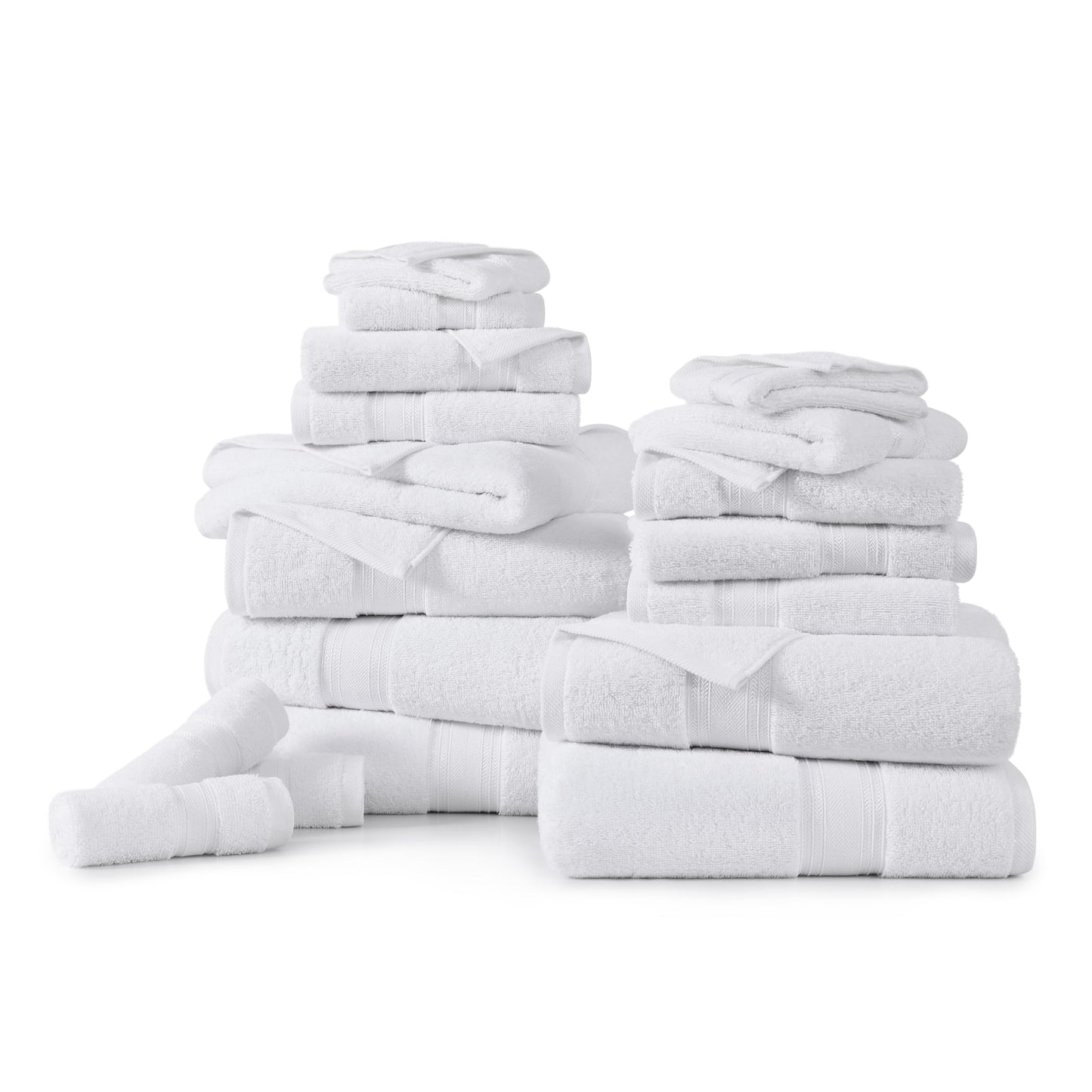 LANE LINEN Luxury Bath Towels Set - 6 Piece 100% CottonBathroom Zero Twist Shower Extra Absorbent Towel Super Soft 2 Hand Wash Cloths White