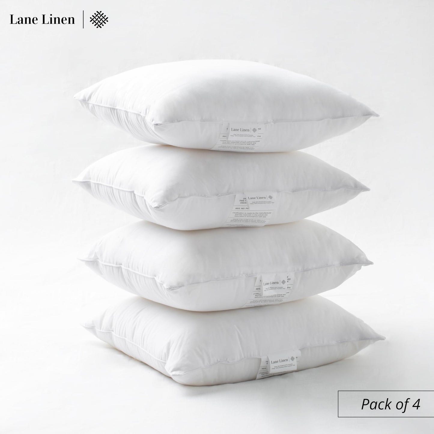 LANE LINEN 12x20 Pillow Insert - Set of 4 White Decorative Pillow for Sofa Bed, Fluffy Pillow Inserts for Throw Pillow Covers, Throw Pillows for Bed, Couch Pillows for Living Room, Bed Pillows