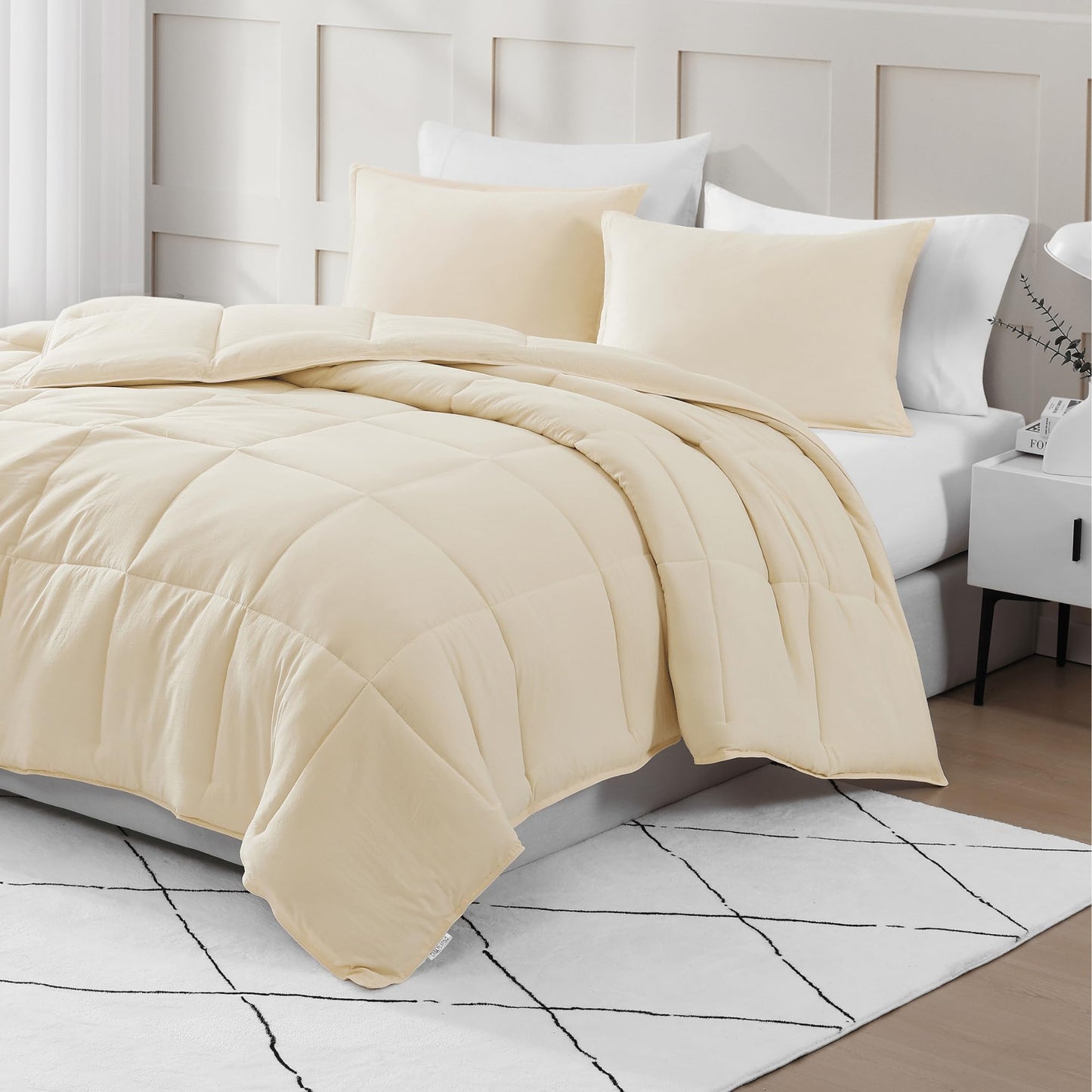 Comforter Set Queen Size - Goose Down Alternative – Washed Ultra-Soft - Premium All Season Warmth Bedding Set (Queen, French Blue)