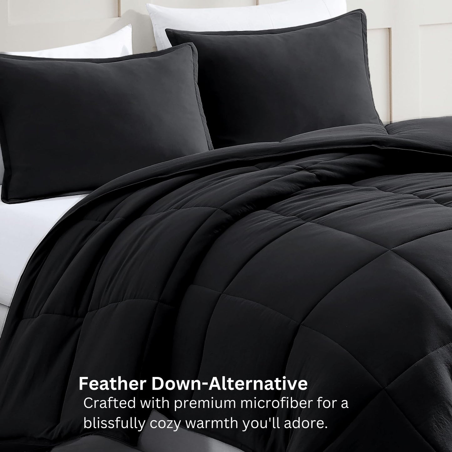 Comforter Set Queen Size - Goose Down Alternative – Washed Ultra-Soft - Premium All Season Warmth Bedding Set (Queen, French Blue)