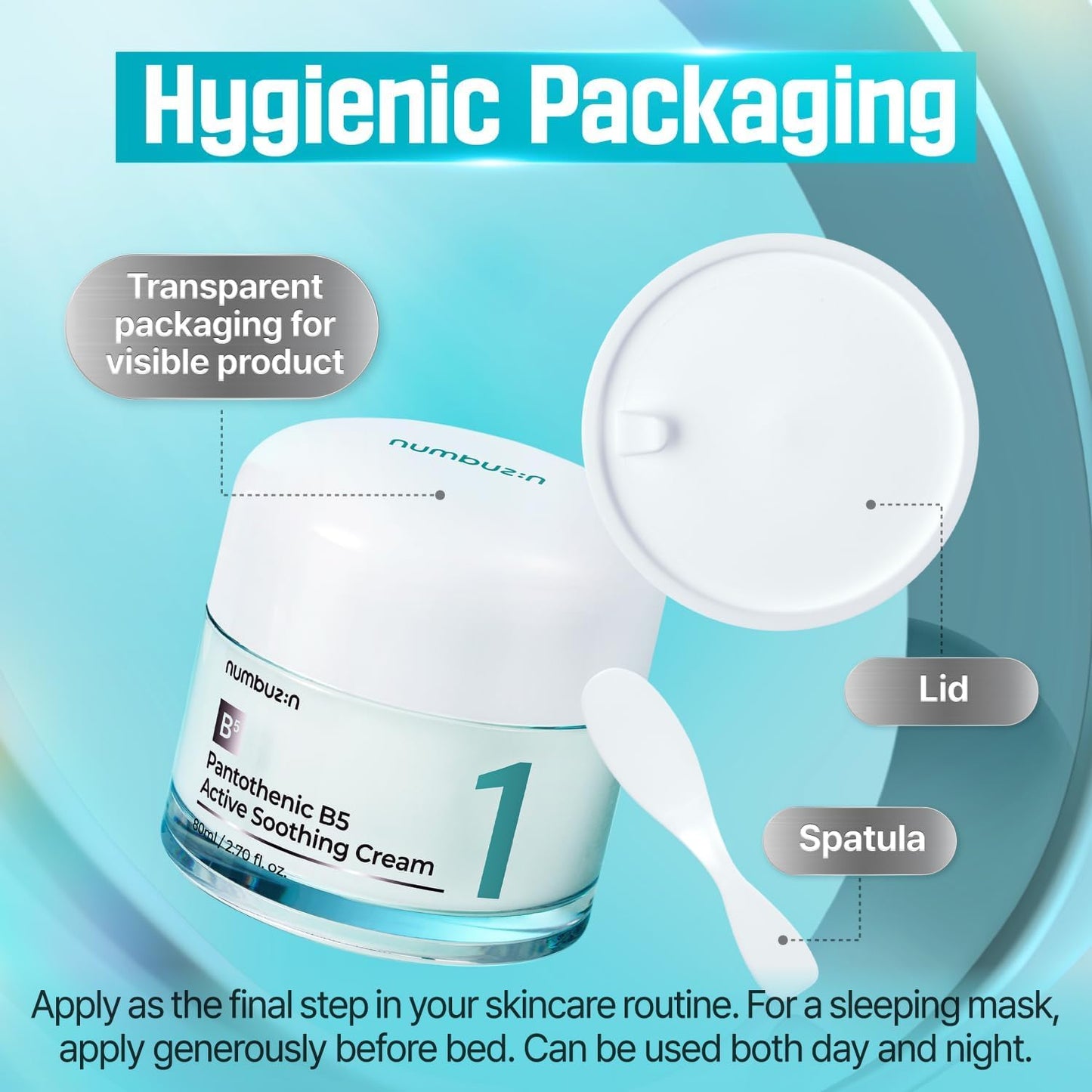 numbuzin No.1 Pantothenic B5 Active Soothing Cream | Lightweight Facial Moisturizer, Excess Oil Control, Pantothenic Acid, Hydrating, Non-Comedogenic | 80ml, 2.70 fl oz