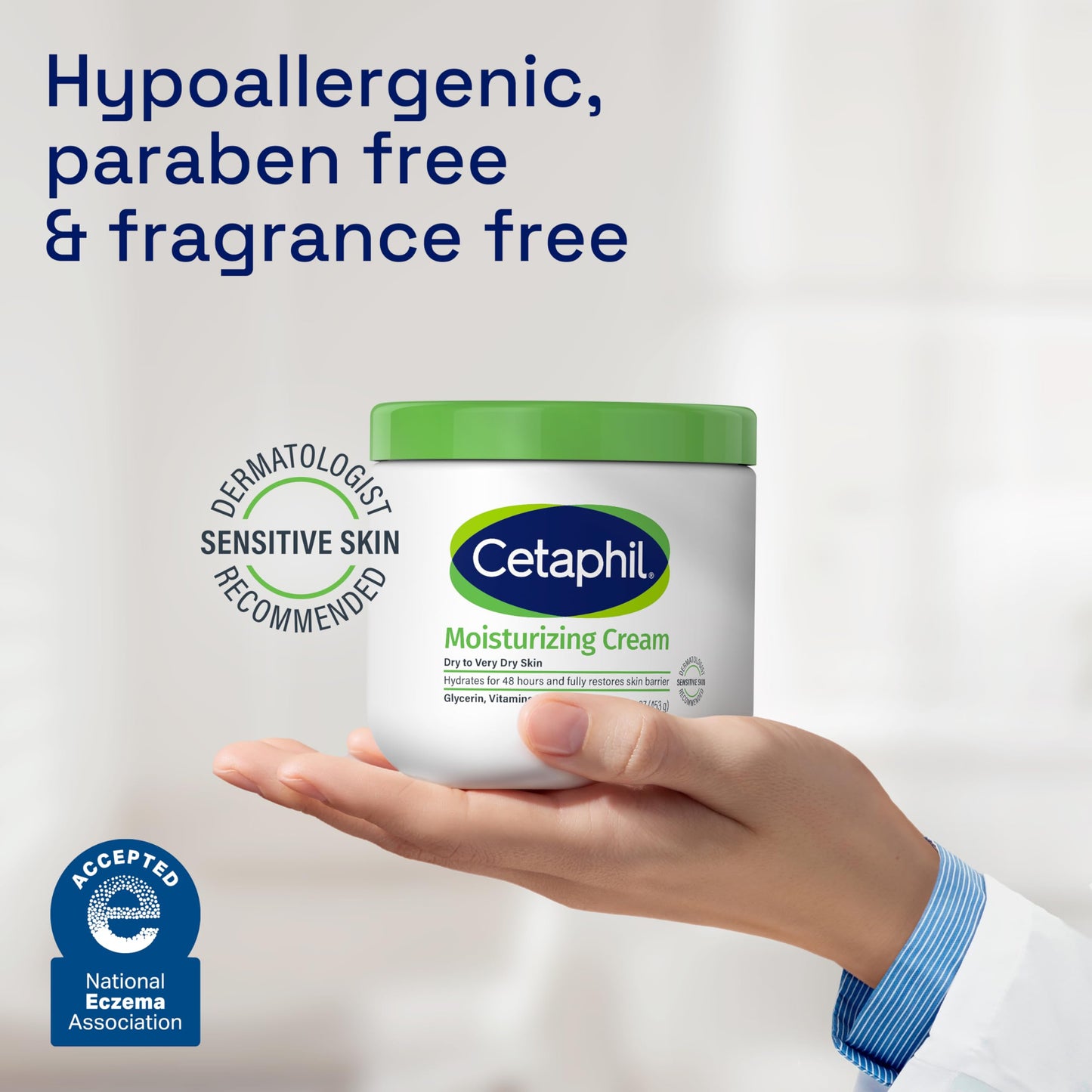Cetaphil Moisturizing Cream with Sweet Almond Oil and Glycerin 566 g - 48hr Hydration for Dry To Very Dry and Sensitive Skin - Fragrance Free, Paraben Free - Dermatologist Recommended (Amazon Exclusive) Packaging may vary