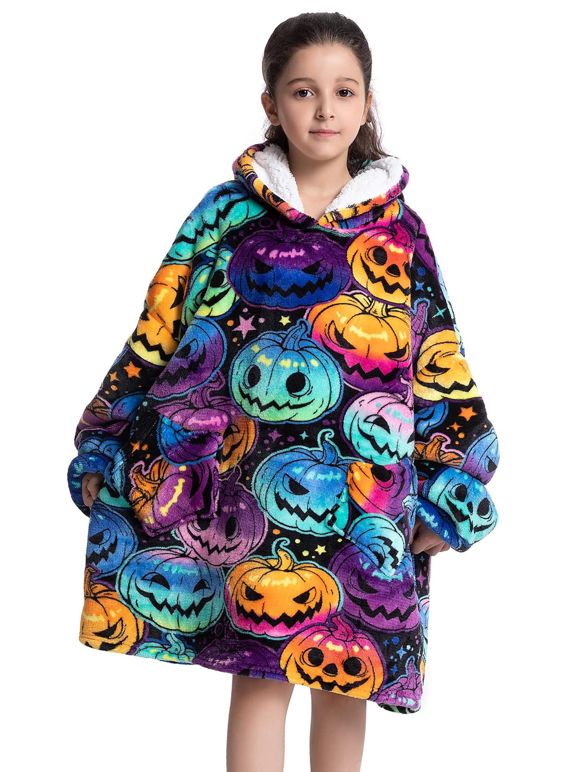 Wenlia Oversized Blanket Hoodie for Adult and Kids, Stylish Sherpa Hoodie Blanket Super Warm Sweatshirt One Size Fits All