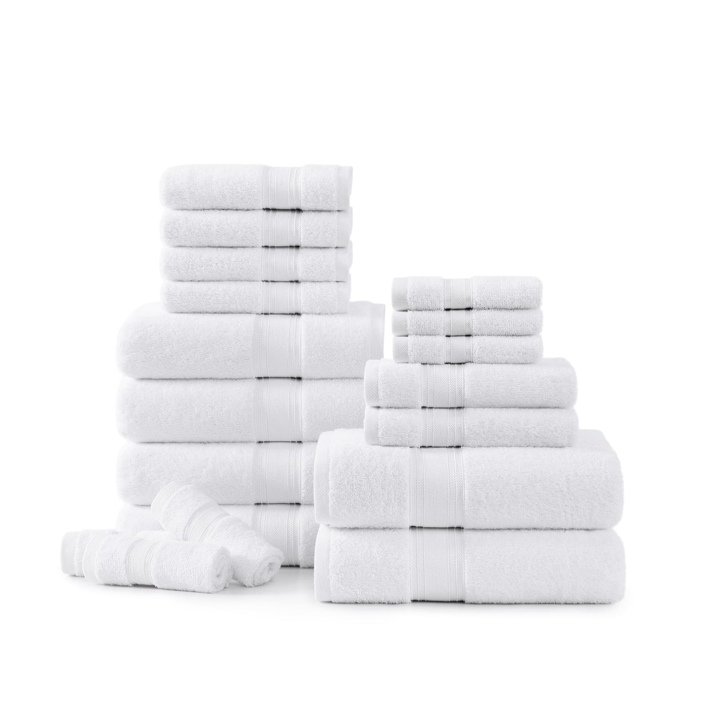 LANE LINEN Luxury Bath Towels Set - 6 Piece 100% CottonBathroom Zero Twist Shower Extra Absorbent Towel Super Soft 2 Hand Wash Cloths White