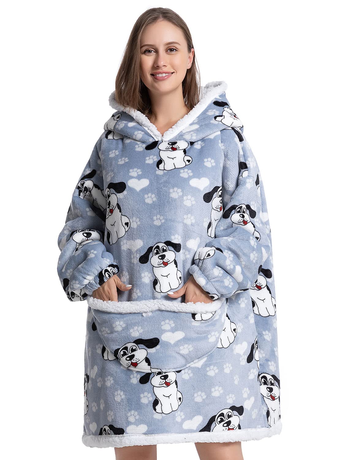 Wenlia Oversized Blanket Hoodie for Adult and Kids, Stylish Sherpa Hoodie Blanket Super Warm Sweatshirt One Size Fits All