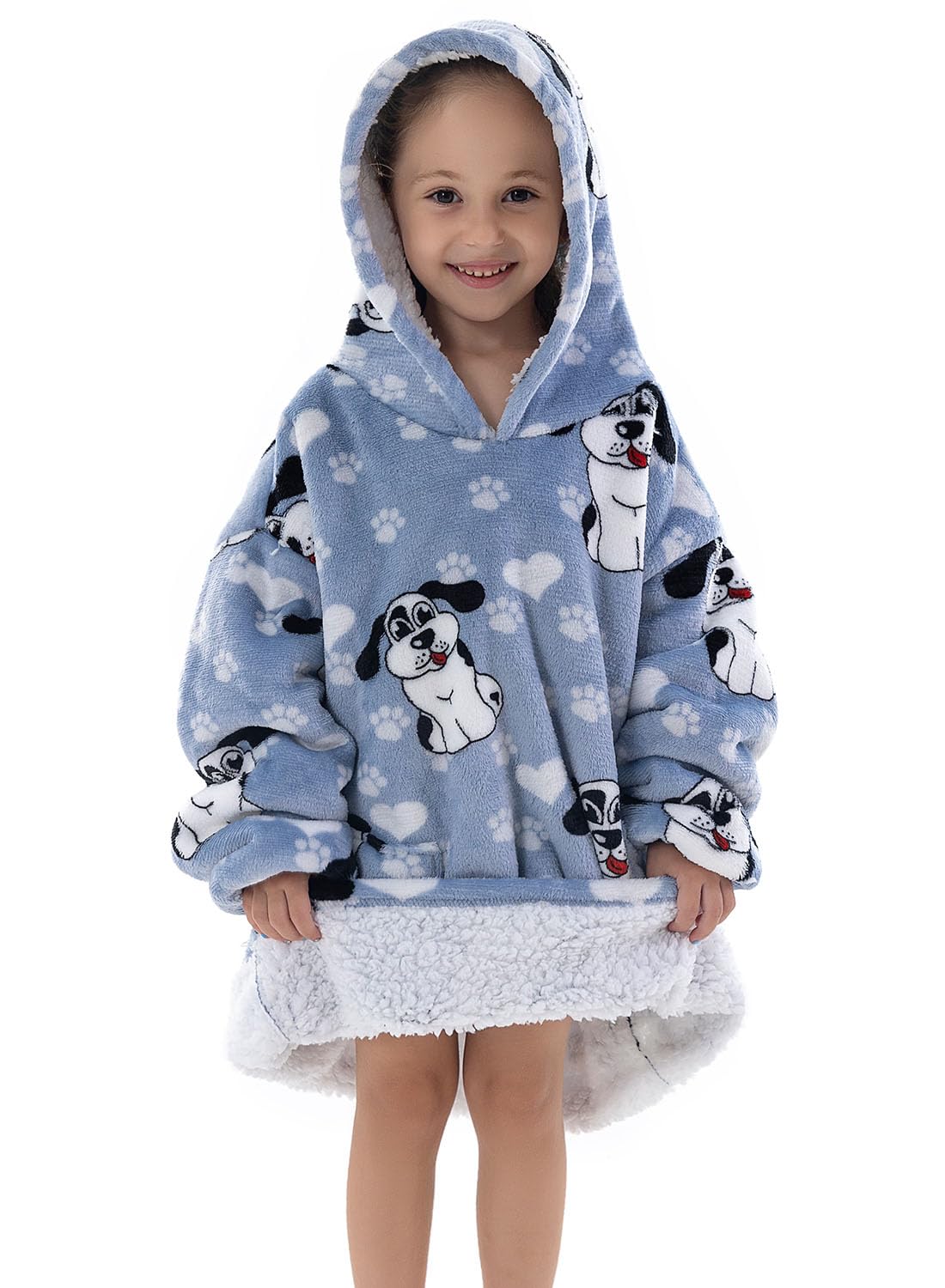 Wenlia Oversized Blanket Hoodie for Adult and Kids, Stylish Sherpa Hoodie Blanket Super Warm Sweatshirt One Size Fits All