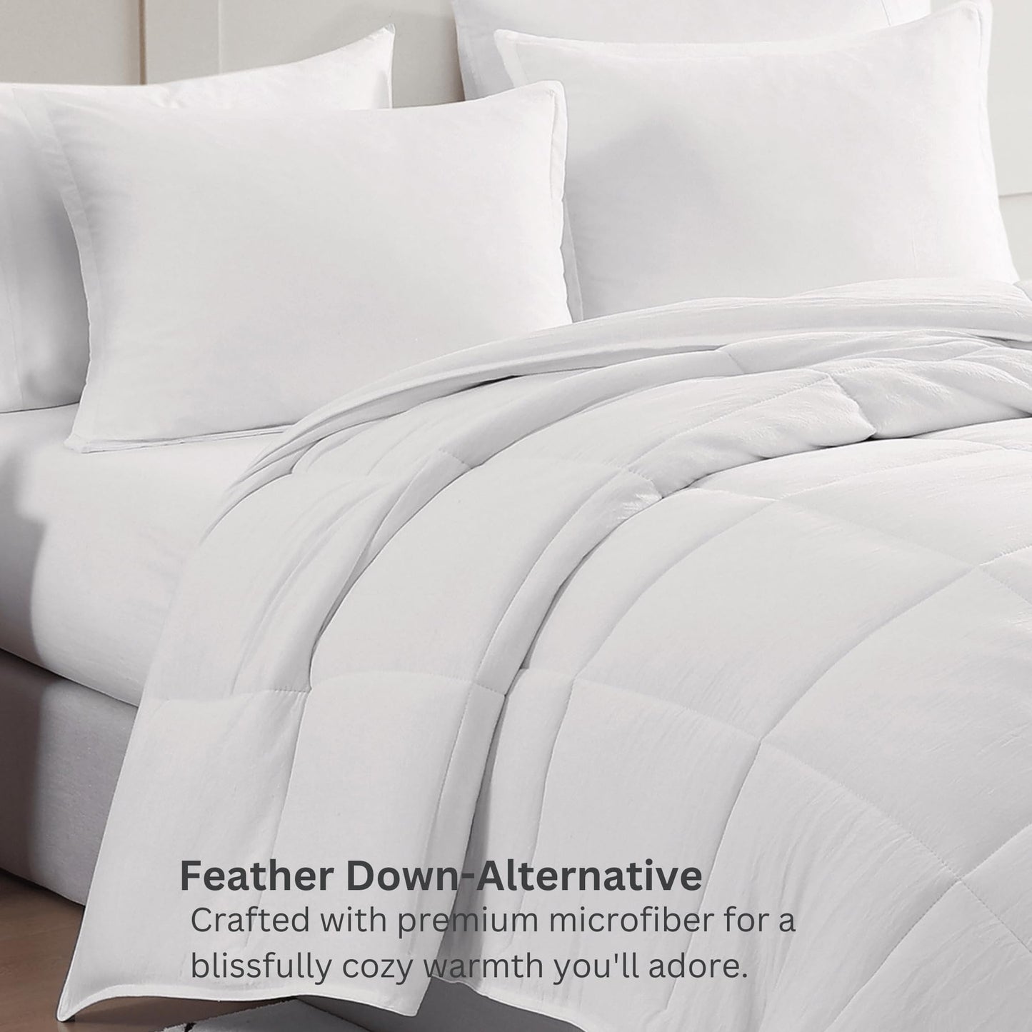 Comforter Set Queen Size - Goose Down Alternative – Washed Ultra-Soft - Premium All Season Warmth Bedding Set (Queen, French Blue)
