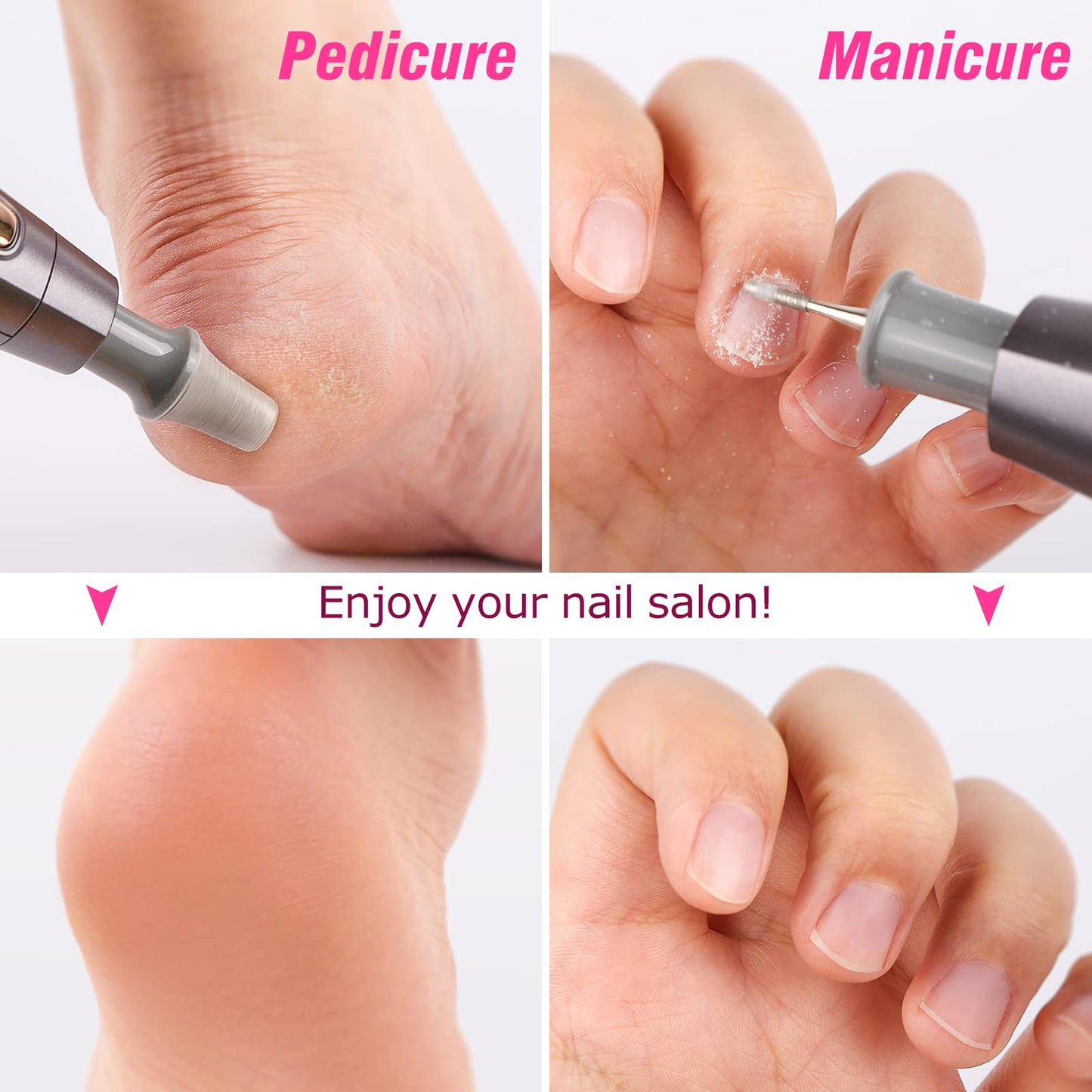 BEAUTURAL Electric Nail Drill, 10 in 1 Manicure and Pedicure Kit for Professional Acrylic Nails & Real Nails, Electric Nail File Set, Hand Foot & Nail Tools Plus 20 Sanding Bands[Upgraded Version]