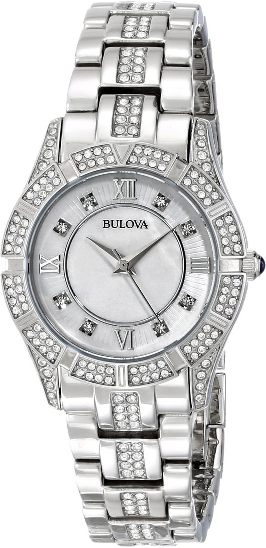 Bulova Crystal Quartz Women's Watch, Stainless Steel , Silver-Tone (Model: 96L116)