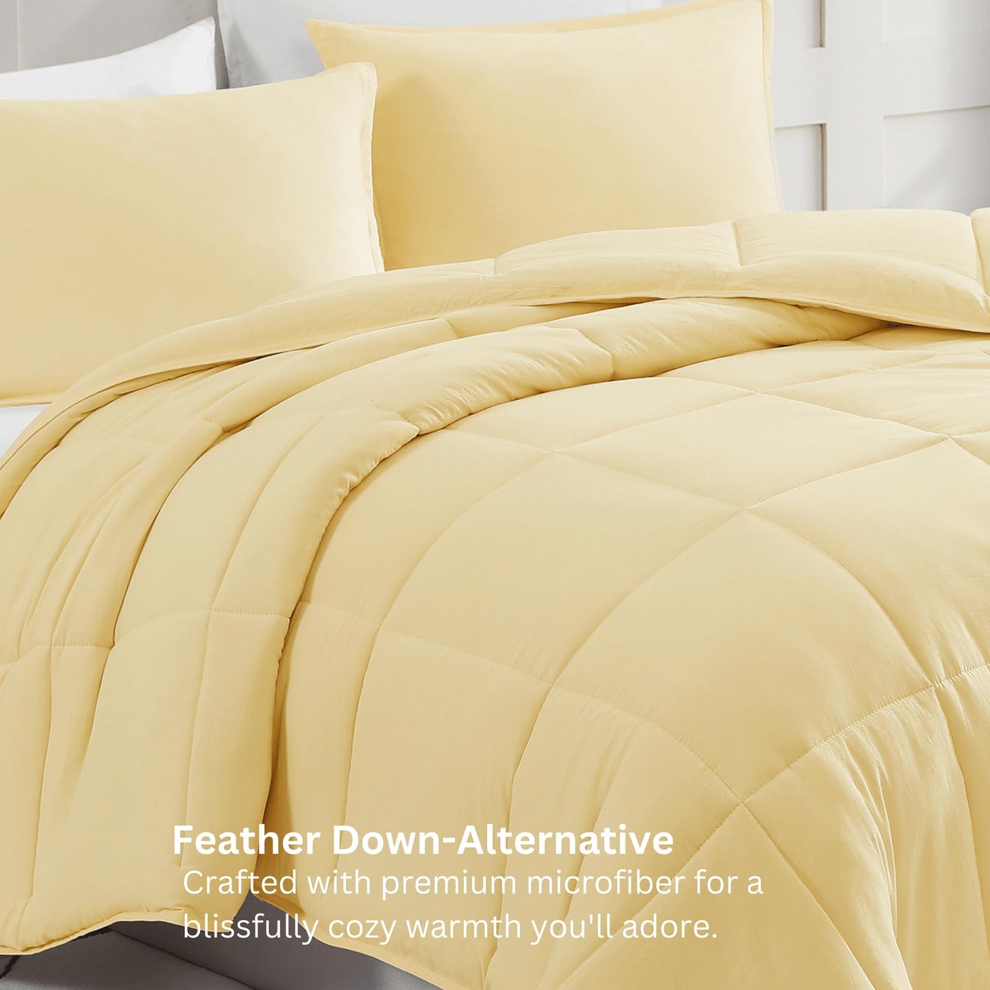 Comforter Set Queen Size - Goose Down Alternative – Washed Ultra-Soft - Premium All Season Warmth Bedding Set (Queen, French Blue)
