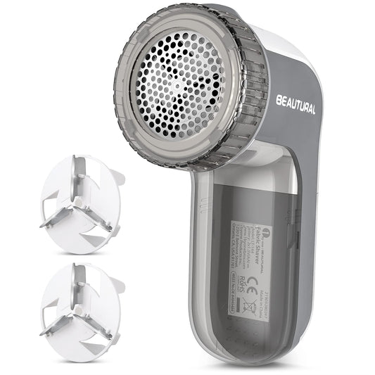 BEAUTURAL Lint Remover Fabric Shaver and Sweater Defuzzer with 2-Speeds, 2 Replaceable Stainless Steel Blades, Battery Operated