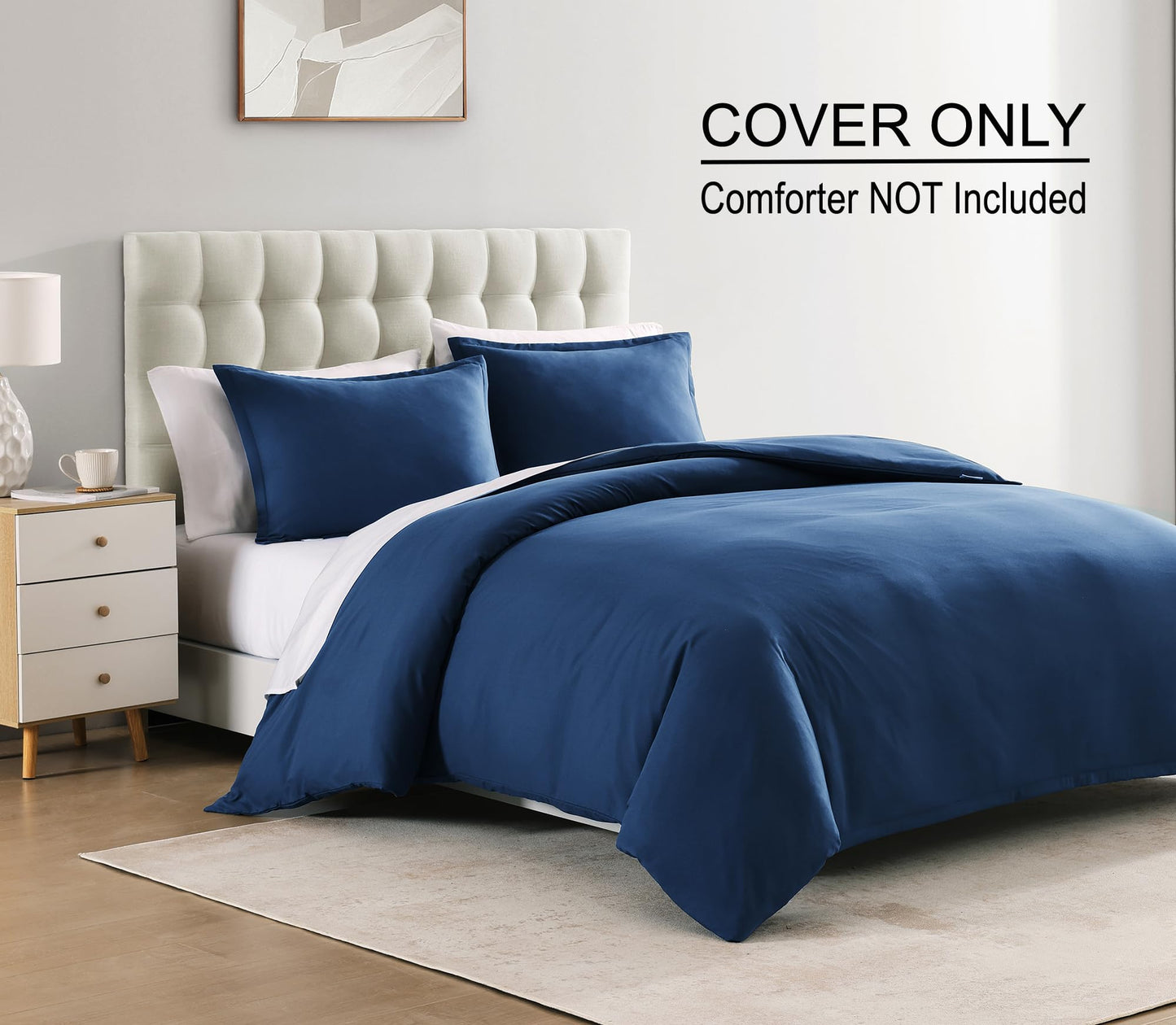 White Queen Duvet Cover Set - 1 Duvet Cover with 2 Pillow Shams - 3 Pieces Comforter Cover with Zipper Closure - Ultra Soft Brushed Microfiber, 90 X 90 Inches (Queen, White)